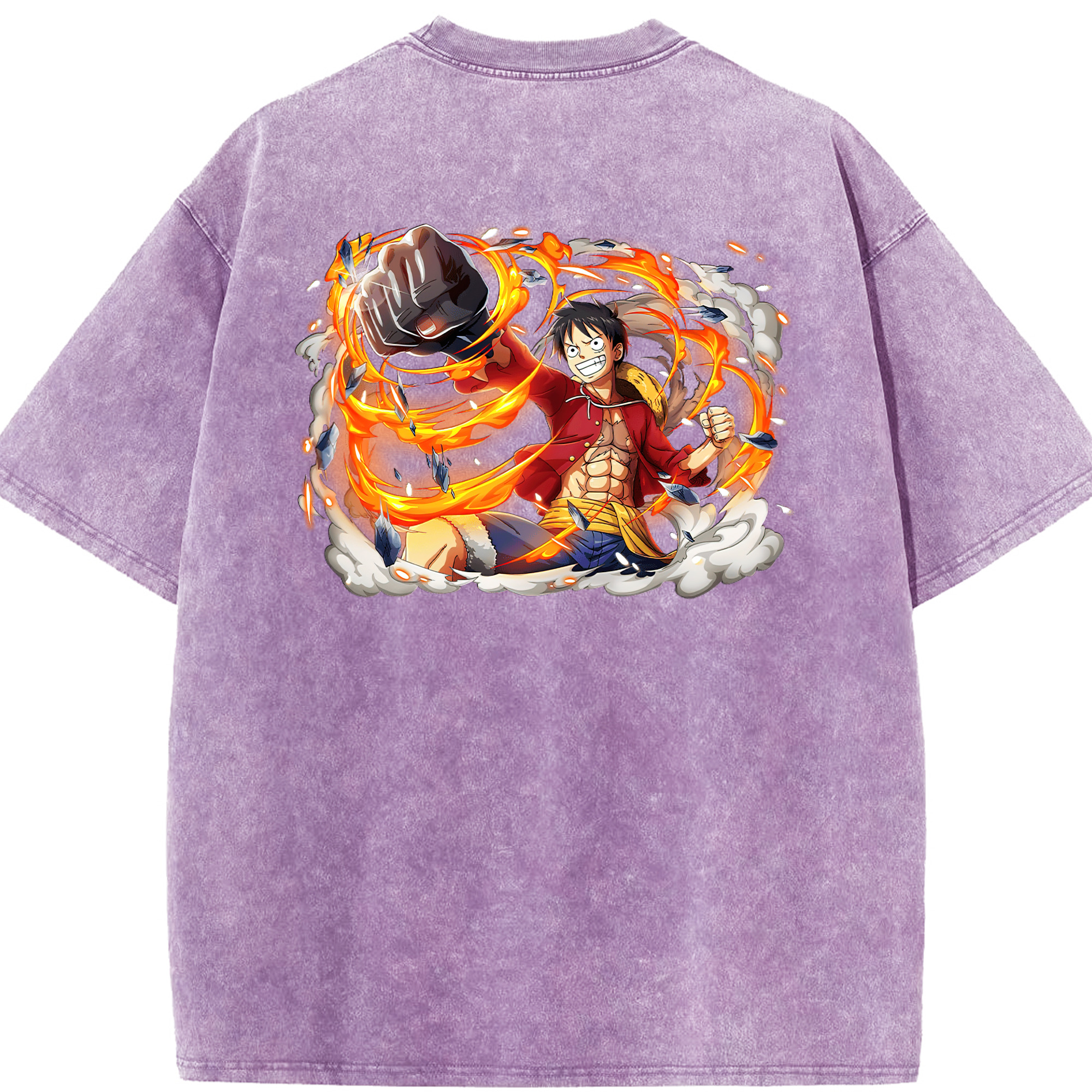 ワンピース モンキー・D・ルフィ ONE PIECE Monkey D. Luffy 綿100% ヴィンテージ風 半袖Tシャツ（背面プリント）