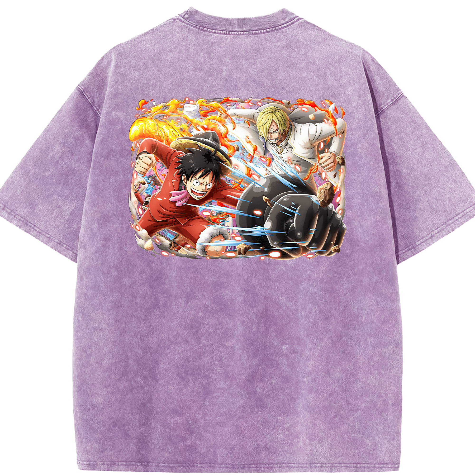 ワンピース モンキー・D・ルフィ ONE PIECE Monkey D. Luffy 綿100% ヴィンテージ風 半袖Tシャツ（背面プリント）