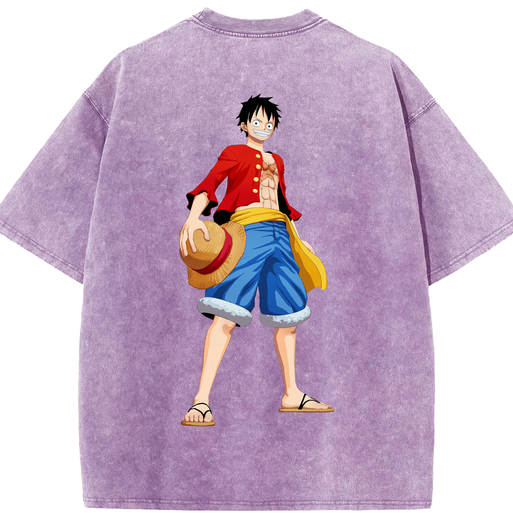 ワンピース モンキー・D・ルフィ ONE PIECE Monkey D. Luffy 綿100% ヴィンテージ風 半袖Tシャツ（背面プリント）