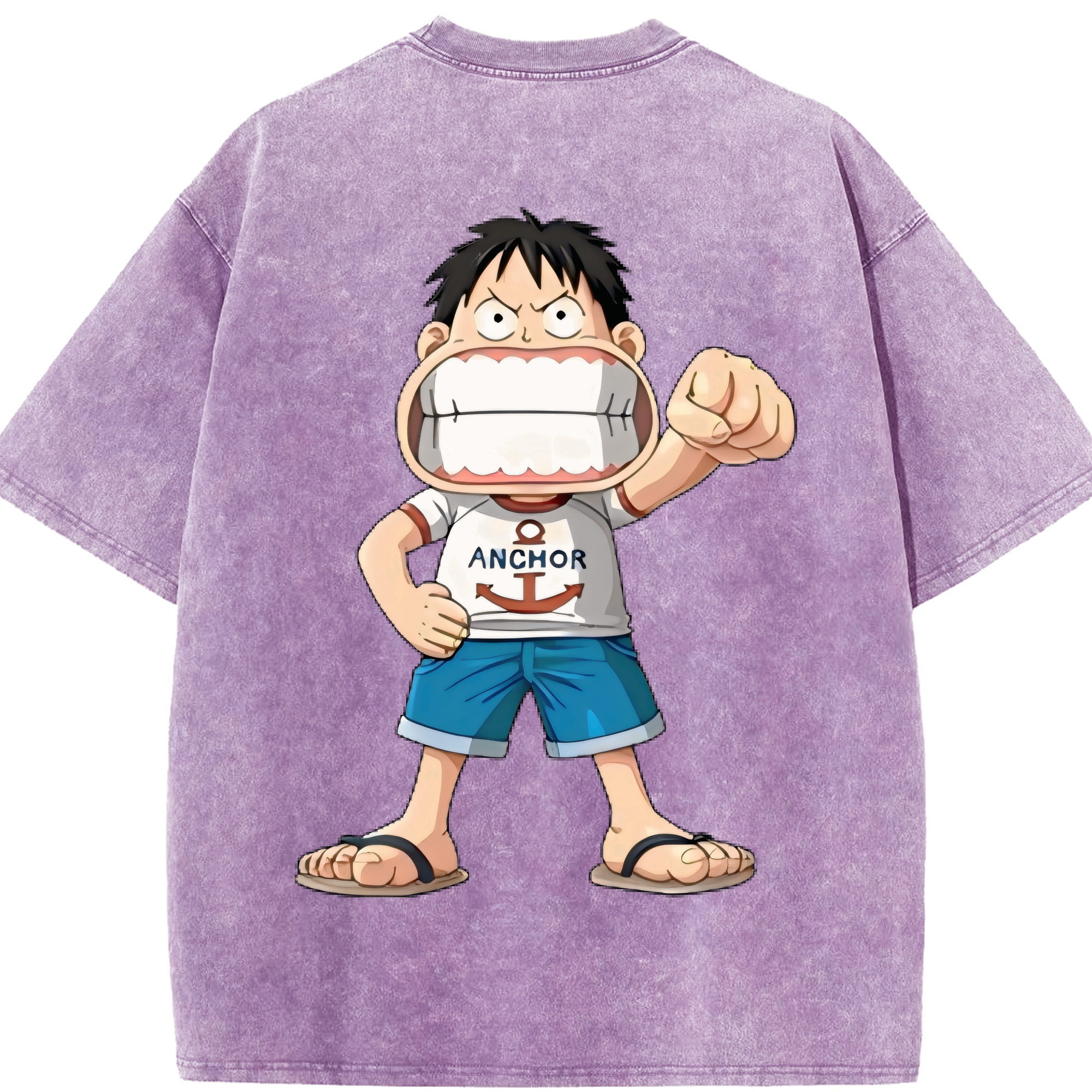 ワンピース モンキー・D・ルフィ ONE PIECE Monkey D. Luffy 綿100% ヴィンテージ風 半袖Tシャツ（背面プリント）