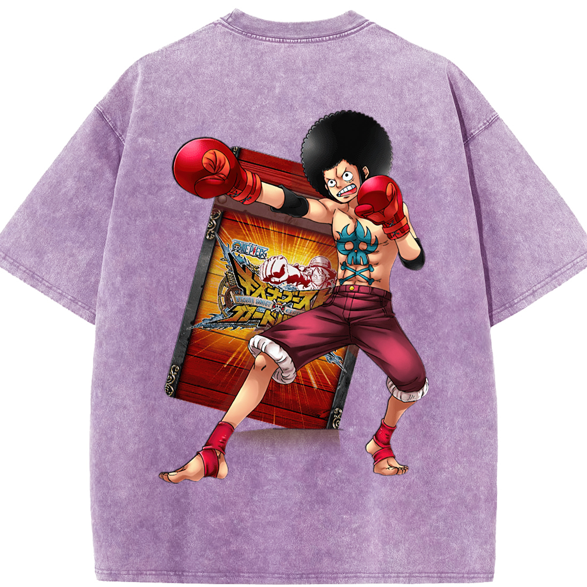 ワンピース モンキー・D・ルフィ ONE PIECE Monkey D. Luffy 綿100% ヴィンテージ風 半袖Tシャツ（背面プリント）