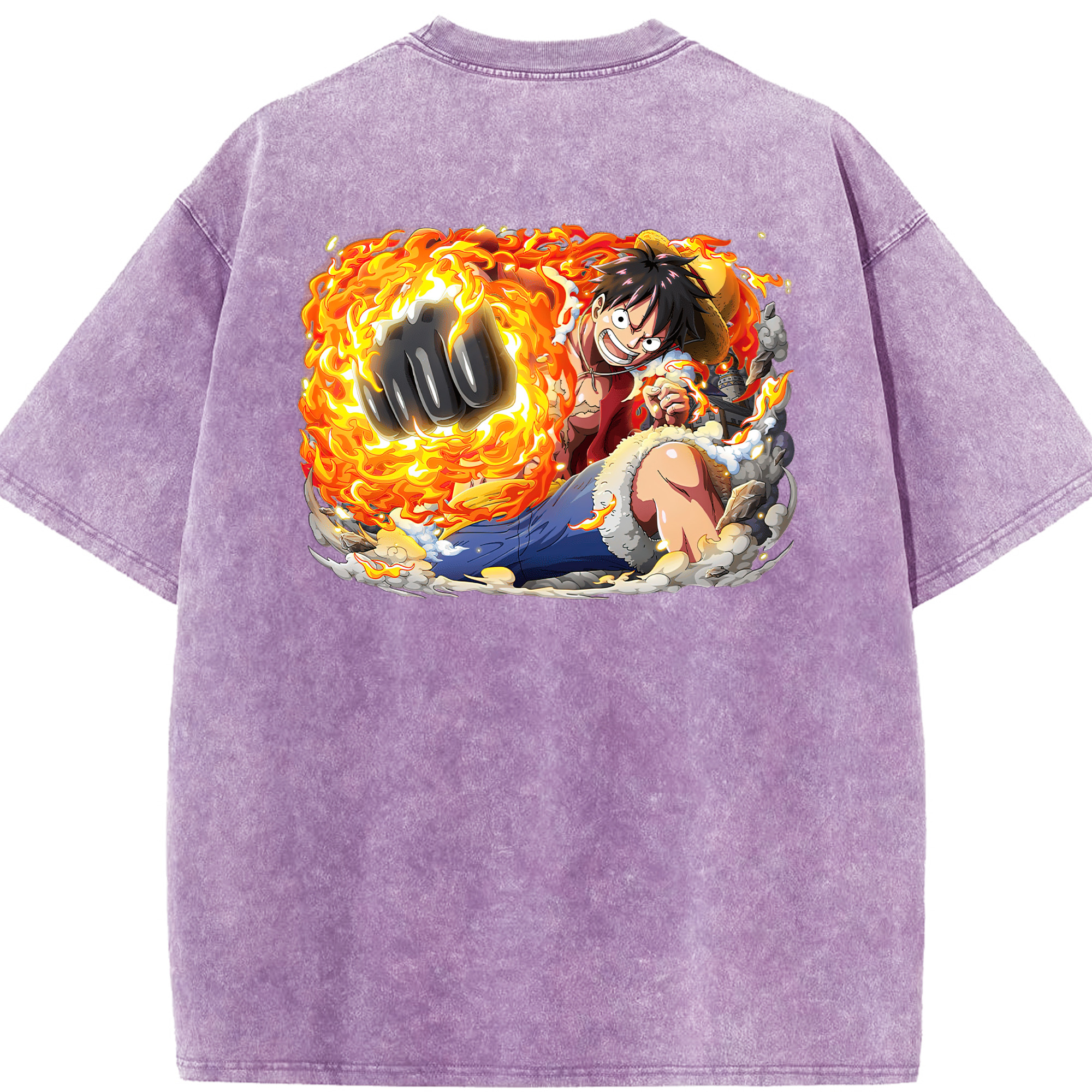 ワンピース モンキー・D・ルフィ ONE PIECE Monkey D. Luffy 綿100% ヴィンテージ風 半袖Tシャツ（背面プリント）