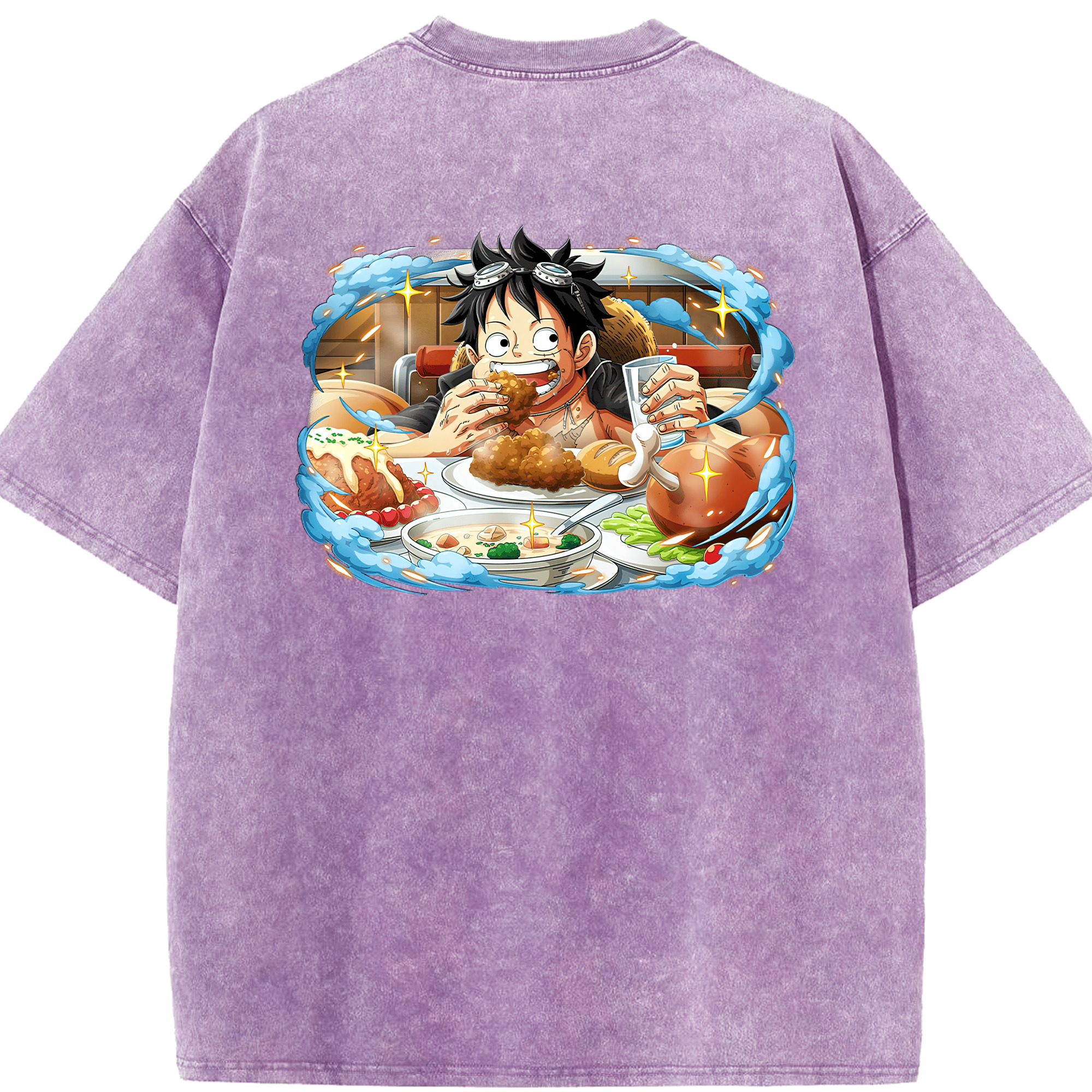 ワンピース モンキー・D・ルフィ ONE PIECE Monkey D. Luffy 綿100% ヴィンテージ風 半袖Tシャツ（背面プリント）