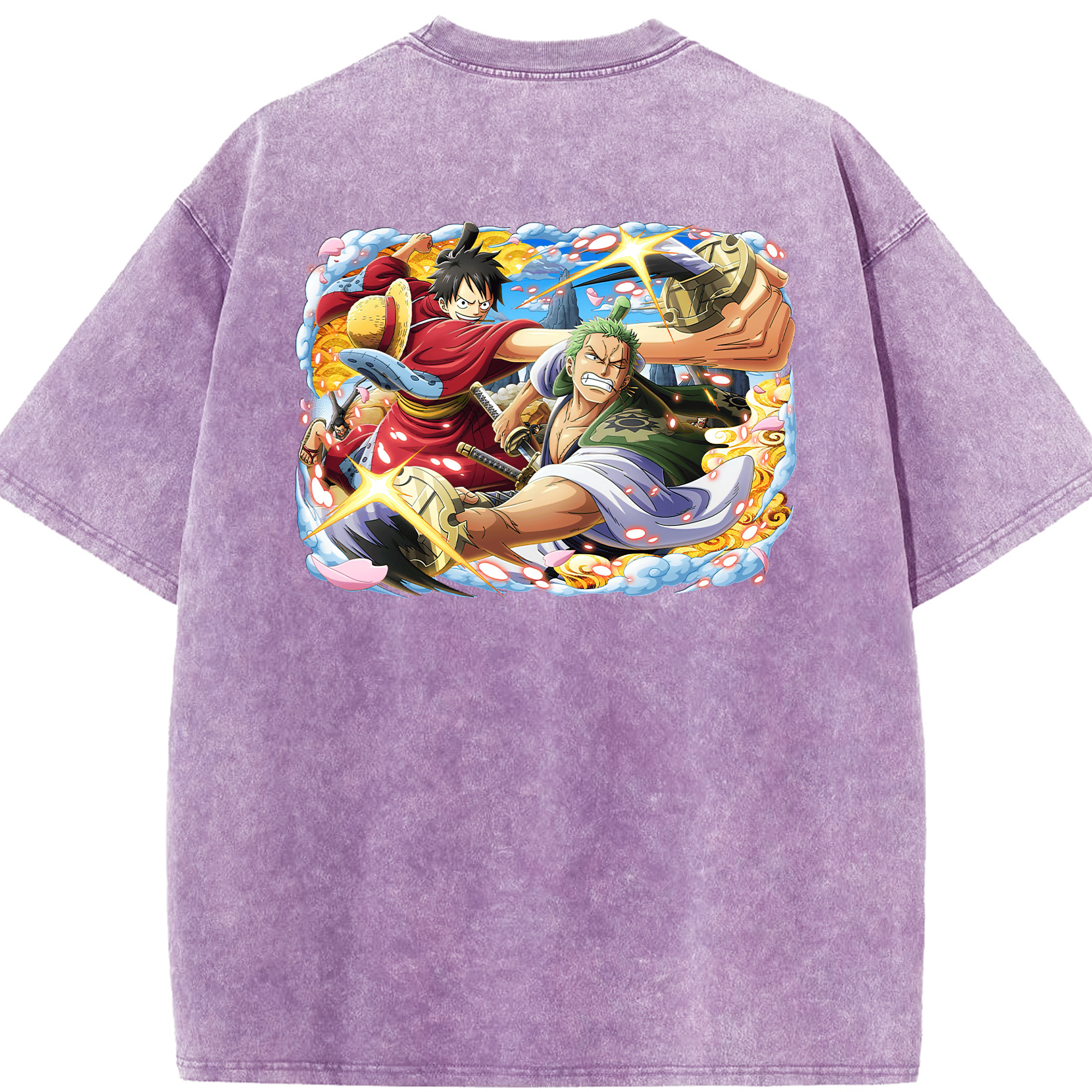ワンピース モンキー・D・ルフィ ONE PIECE Monkey D. Luffy 綿100% ヴィンテージ風 半袖Tシャツ（背面プリント）