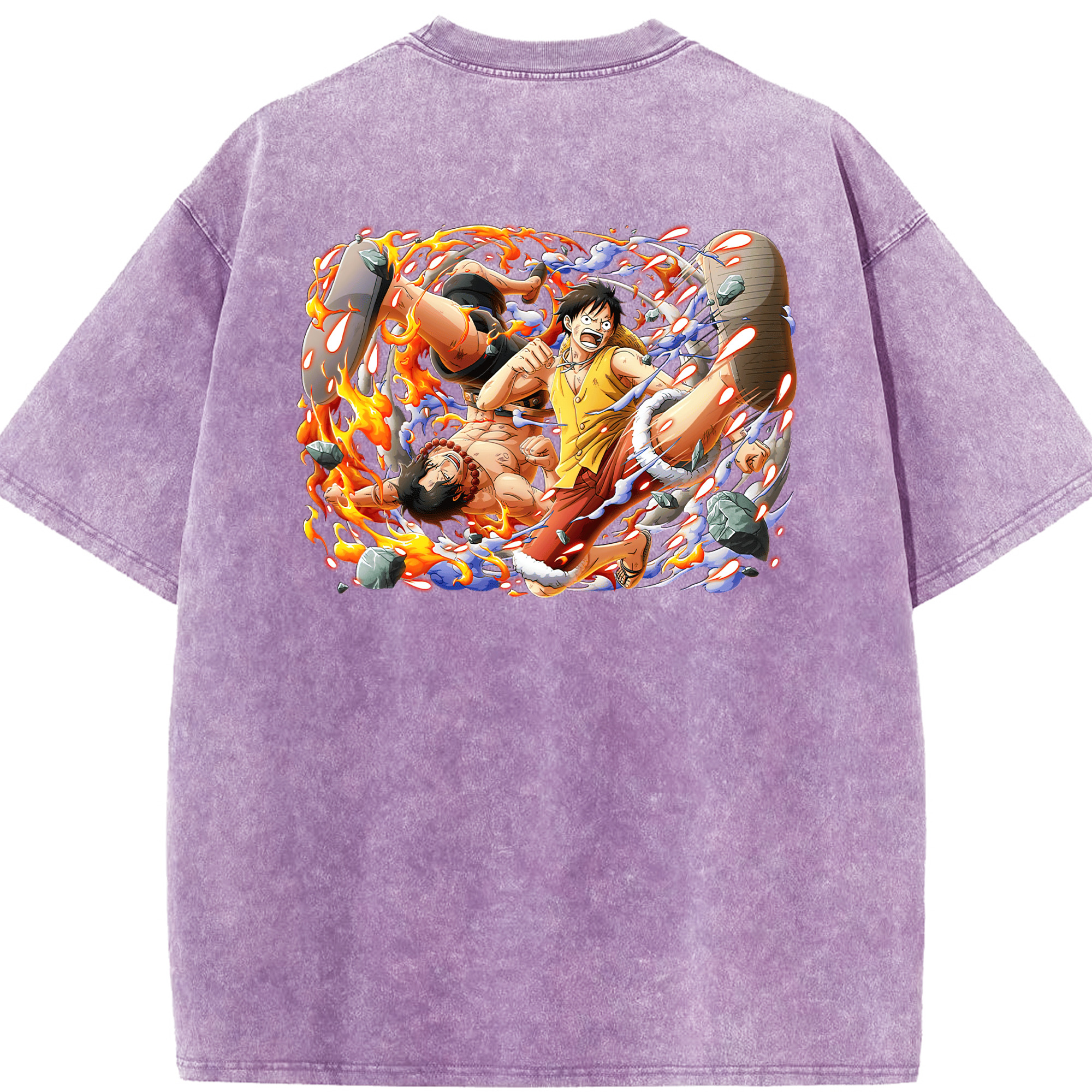 ワンピース モンキー・D・ルフィ ONE PIECE Monkey D. Luffy 綿100% ヴィンテージ風 半袖Tシャツ（背面プリント）