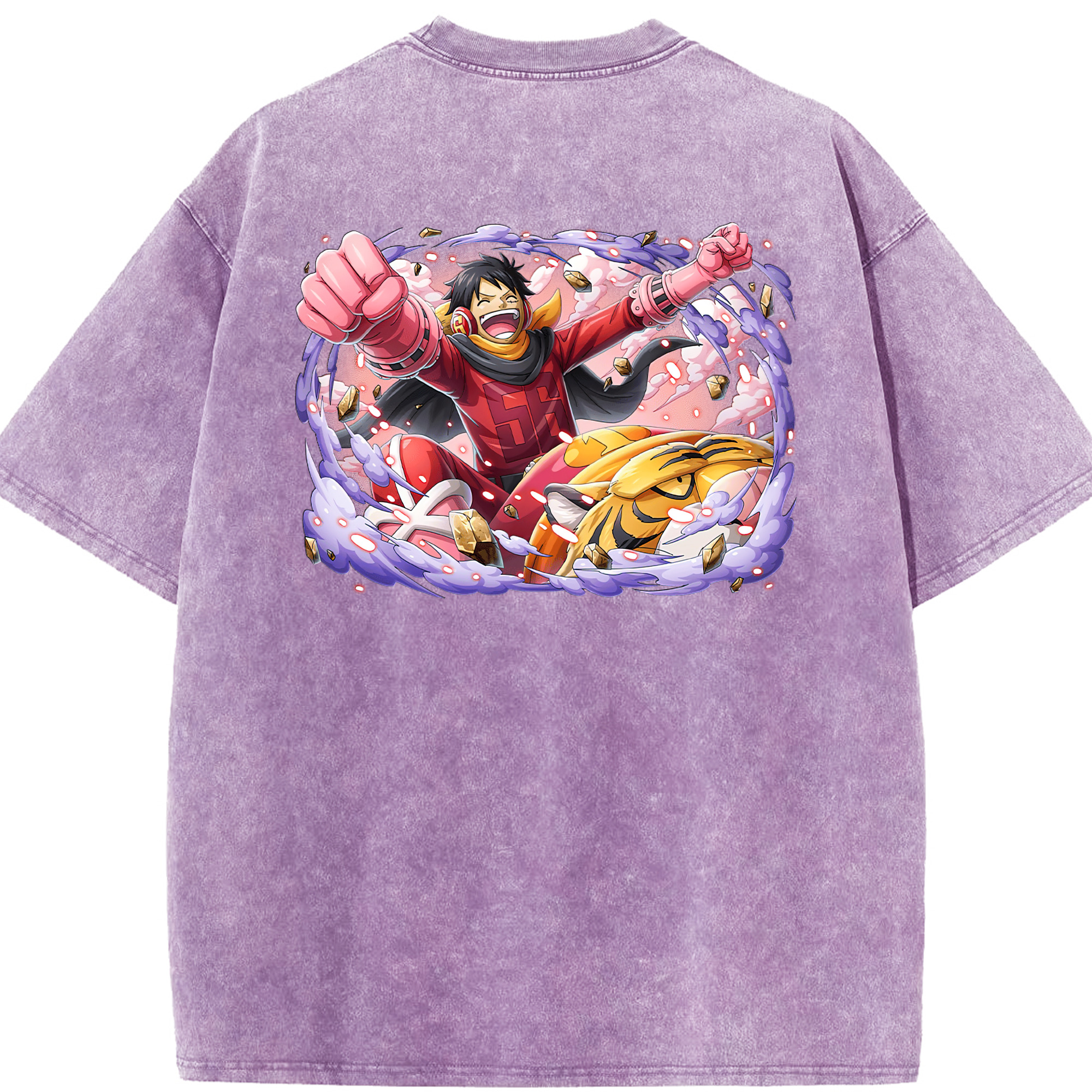ワンピース モンキー・D・ルフィ ONE PIECE Monkey D. Luffy 綿100% ヴィンテージ風 半袖Tシャツ（背面プリント）