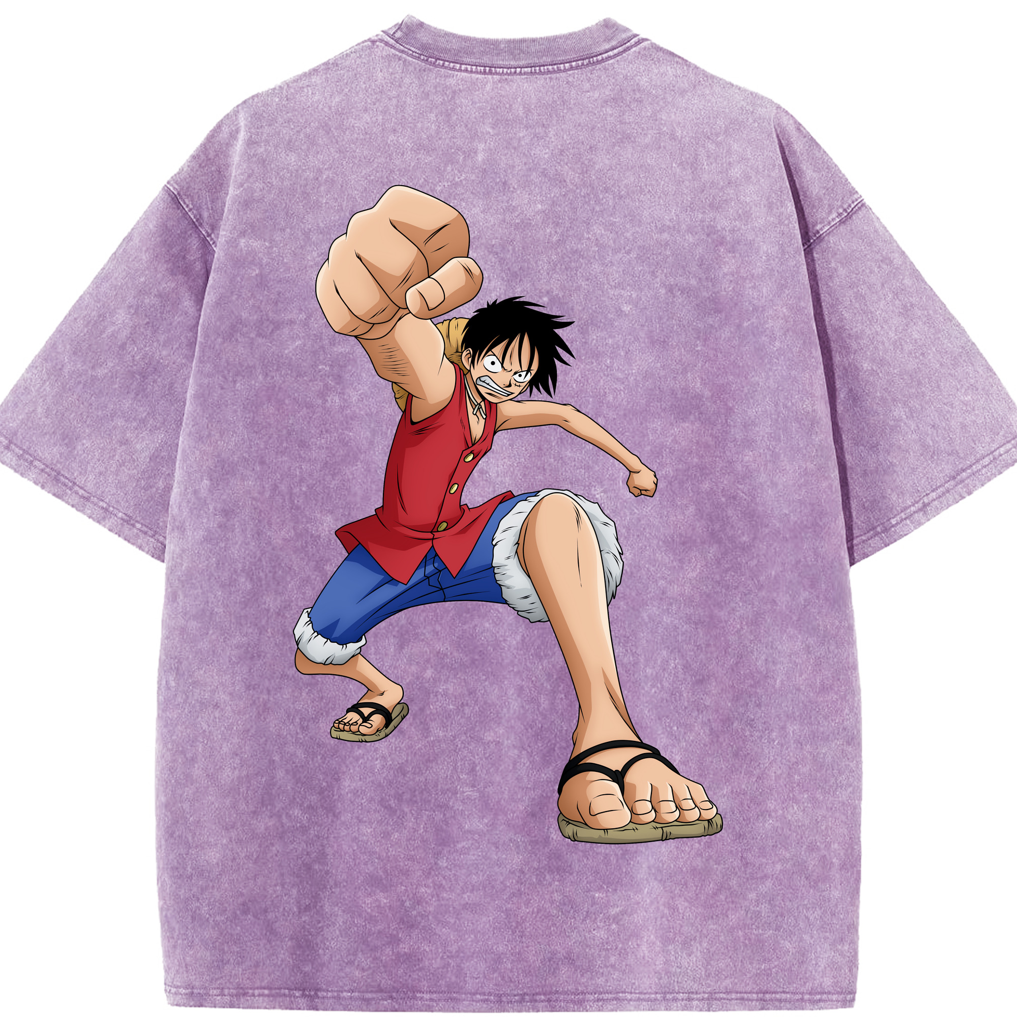 ワンピース モンキー・D・ルフィ ONE PIECE Monkey D. Luffy 綿100% ヴィンテージ風 半袖Tシャツ（背面プリント）