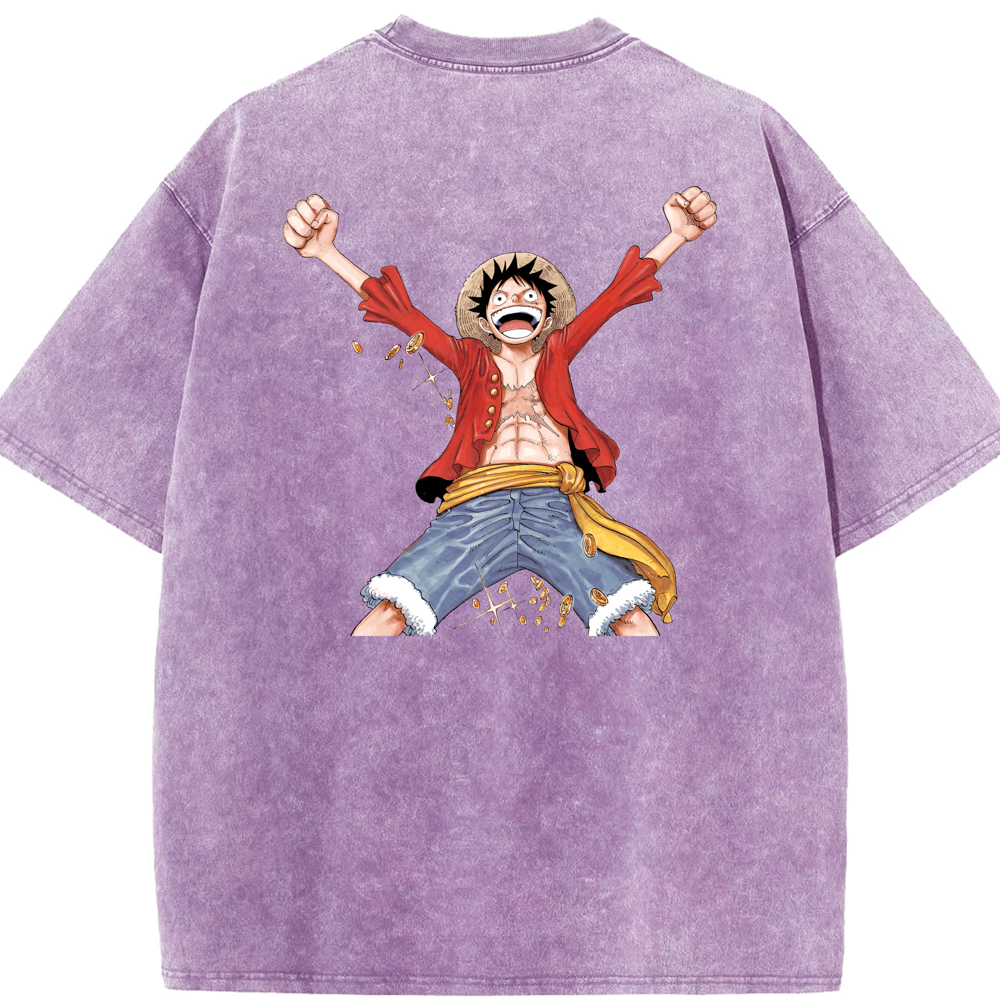 ワンピース モンキー・D・ルフィ ONE PIECE Monkey D. Luffy 綿100% ヴィンテージ風 半袖Tシャツ（背面プリント）