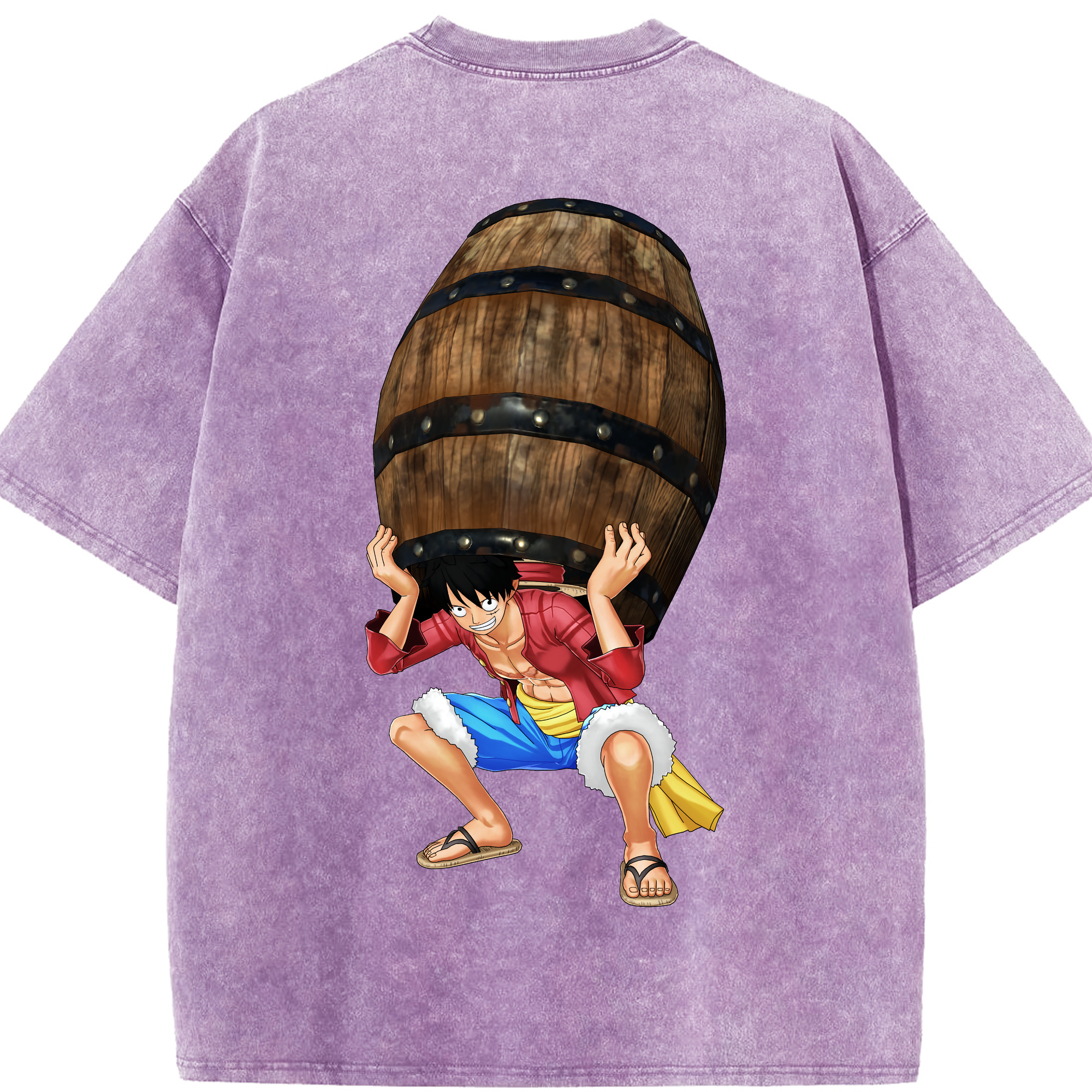 ワンピース モンキー・D・ルフィ ONE PIECE Monkey D. Luffy 綿100% ヴィンテージ風 半袖Tシャツ（背面プリント）