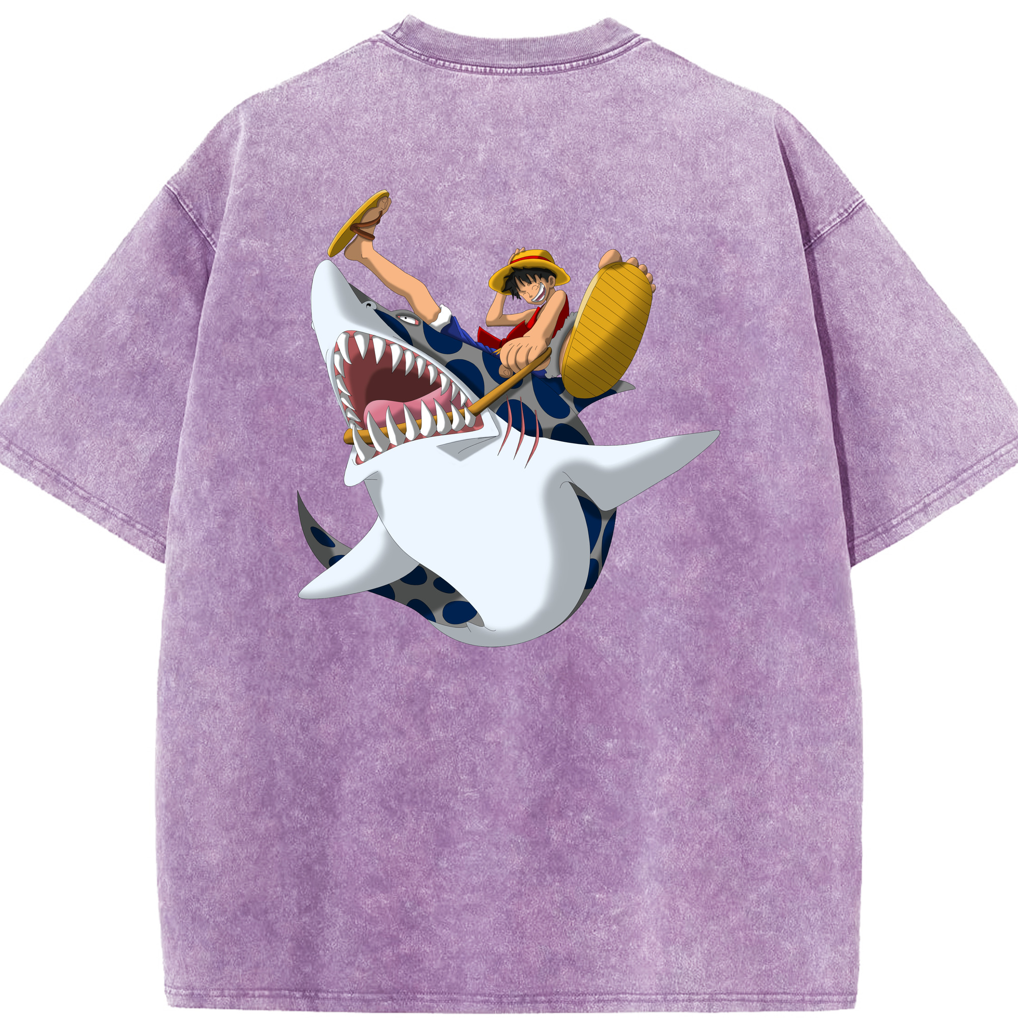 ワンピース モンキー・D・ルフィ ONE PIECE Monkey D. Luffy 綿100% ヴィンテージ風 半袖Tシャツ（背面プリント）