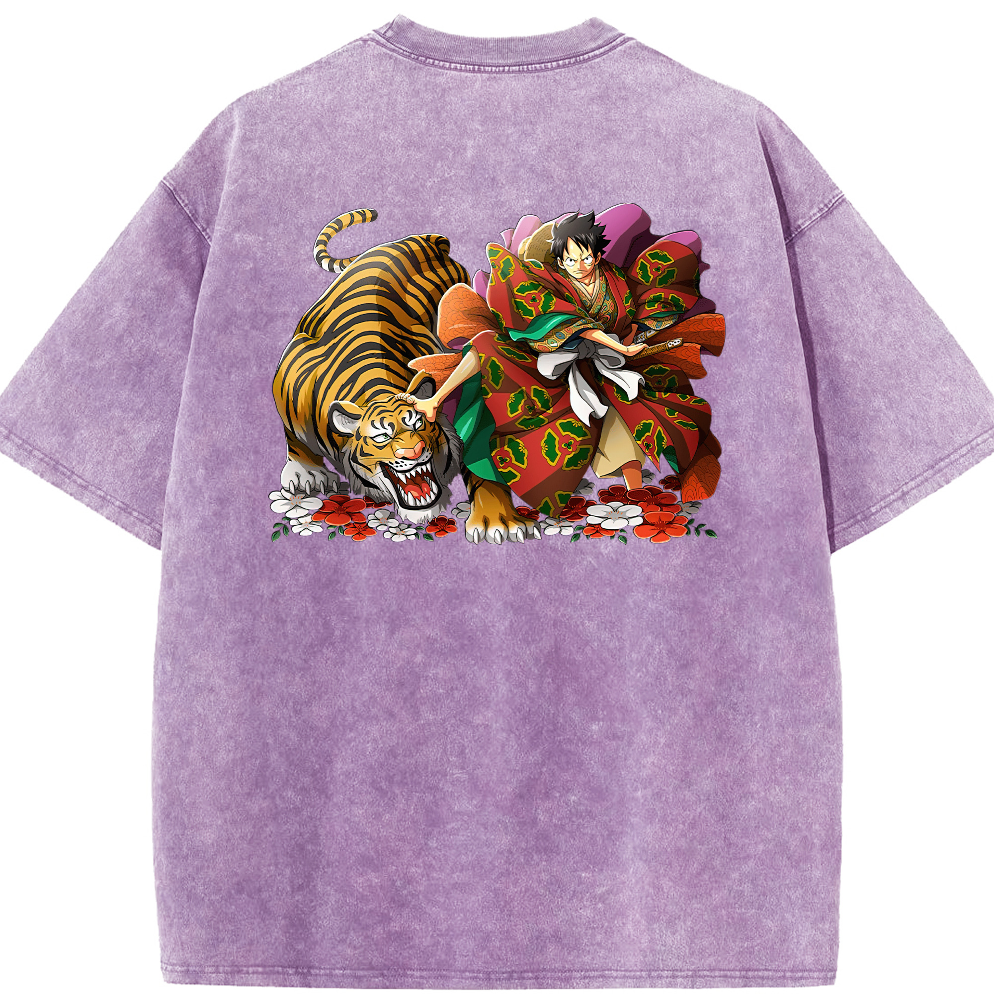ワンピース モンキー・D・ルフィ ONE PIECE Monkey D. Luffy 綿100% ヴィンテージ風 半袖Tシャツ（背面プリント）