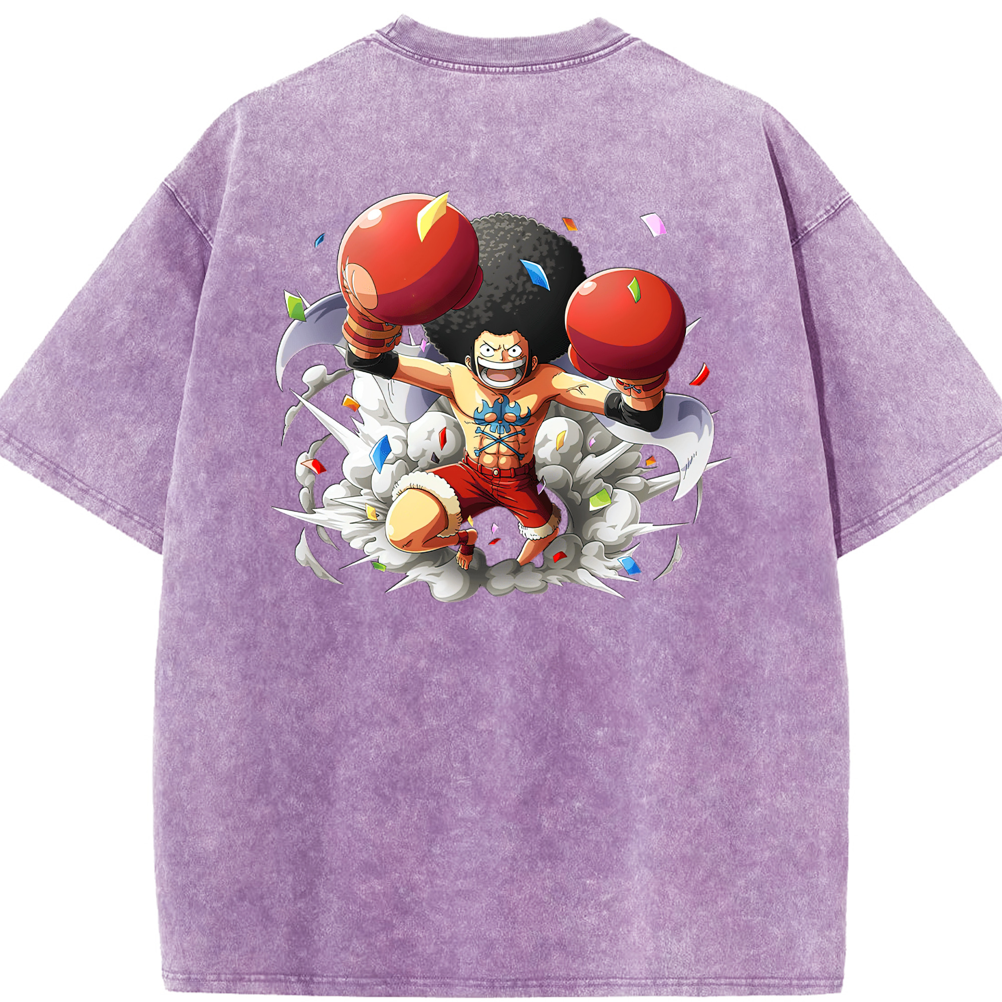 ワンピース モンキー・D・ルフィ ONE PIECE Monkey D. Luffy 綿100% ヴィンテージ風 半袖Tシャツ（背面プリント）