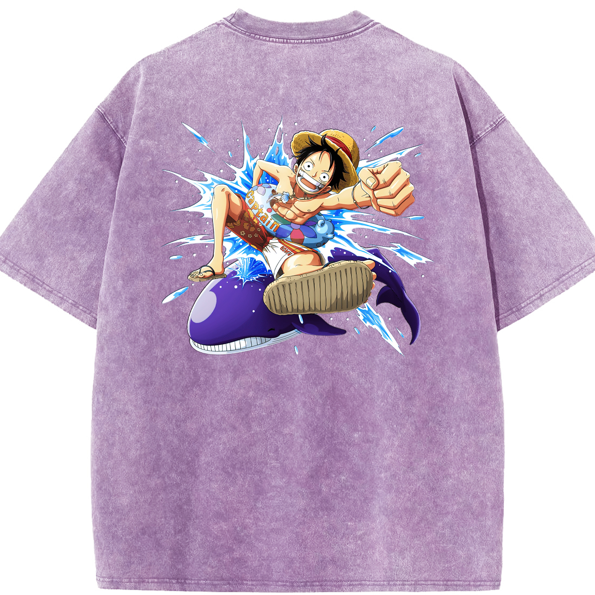 ワンピース モンキー・D・ルフィ ONE PIECE Monkey D. Luffy 綿100% ヴィンテージ風 半袖Tシャツ（背面プリント）