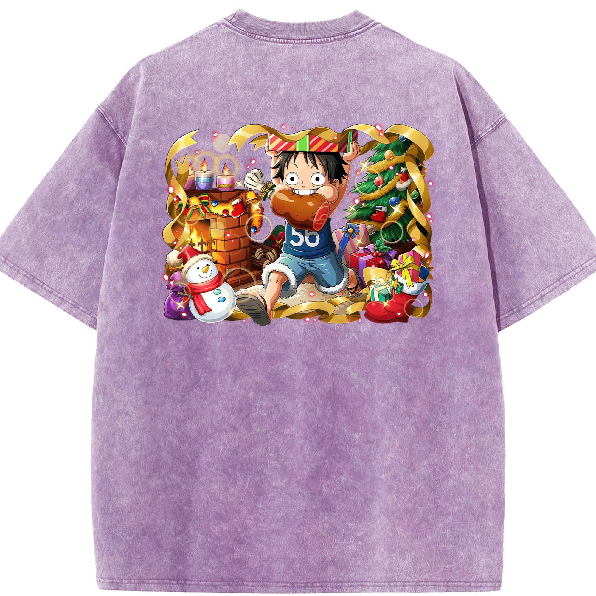 ワンピース モンキー・D・ルフィ ONE PIECE Monkey D. Luffy 綿100% ヴィンテージ風 半袖Tシャツ（背面プリント）