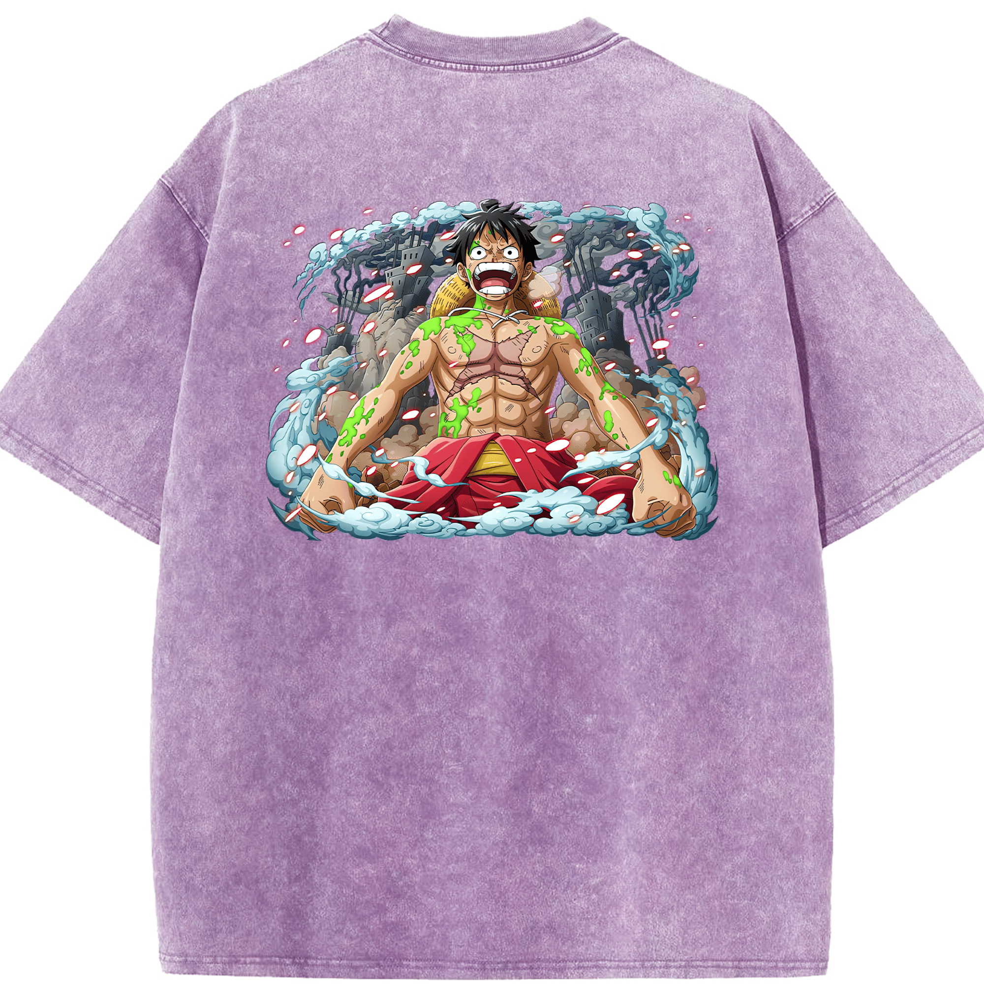 ワンピース モンキー・D・ルフィ ONE PIECE Monkey D. Luffy 綿100% ヴィンテージ風 半袖Tシャツ（背面プリント）