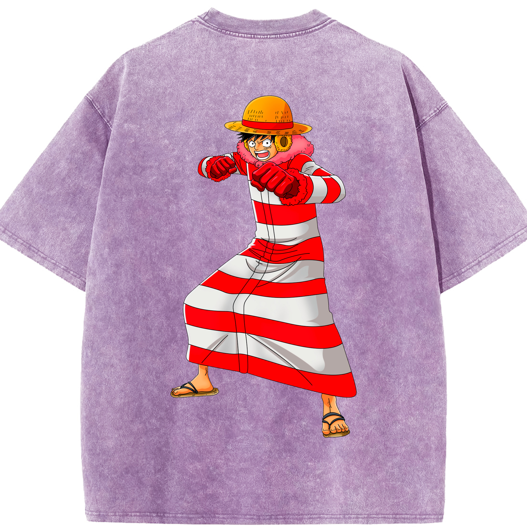 ワンピース モンキー・D・ルフィ ONE PIECE Monkey D. Luffy 綿100% ヴィンテージ風 半袖Tシャツ（背面プリント）