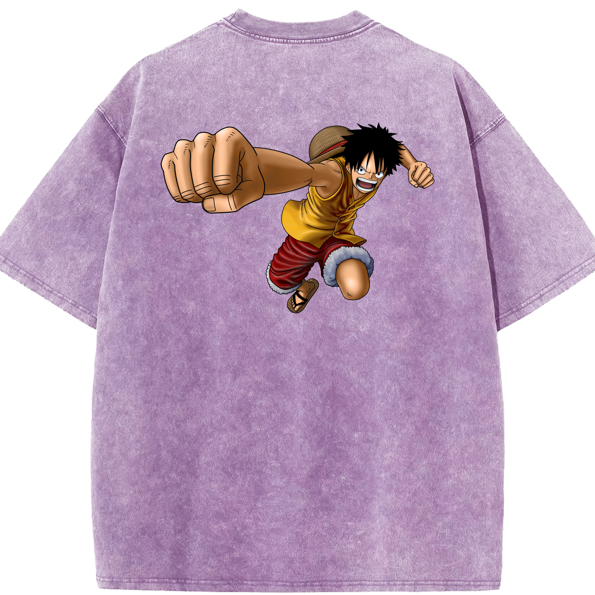 ワンピース モンキー・D・ルフィ ONE PIECE Monkey D. Luffy 綿100% ヴィンテージ風 半袖Tシャツ（背面プリント）