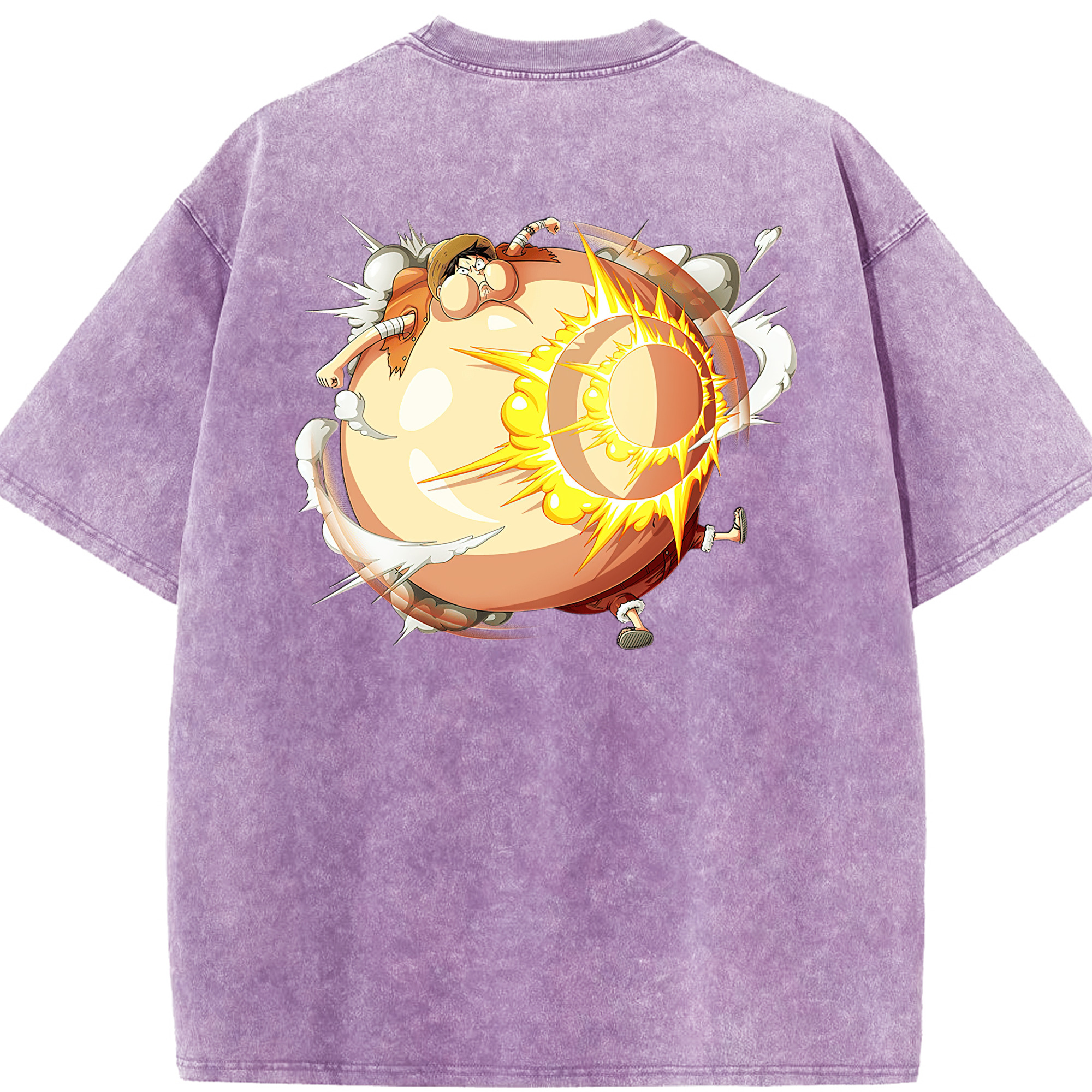 ワンピース モンキー・D・ルフィ ONE PIECE Monkey D. Luffy 綿100% ヴィンテージ風 半袖Tシャツ（背面プリント）