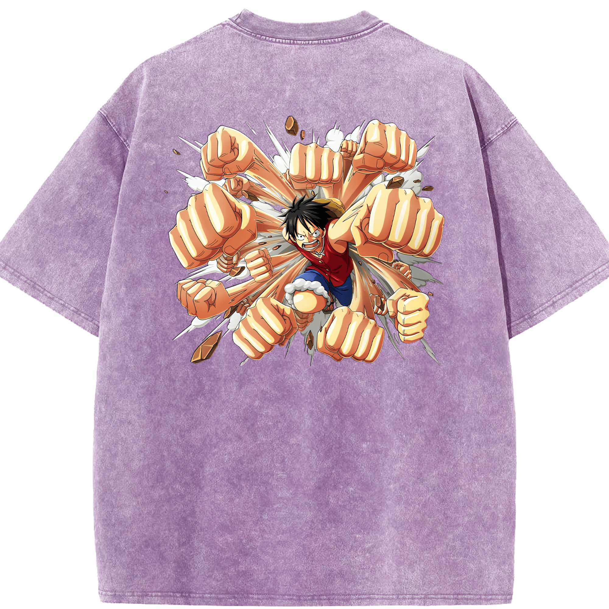 ワンピース モンキー・D・ルフィ ONE PIECE Monkey D. Luffy 綿100% ヴィンテージ風 半袖Tシャツ（背面プリント）