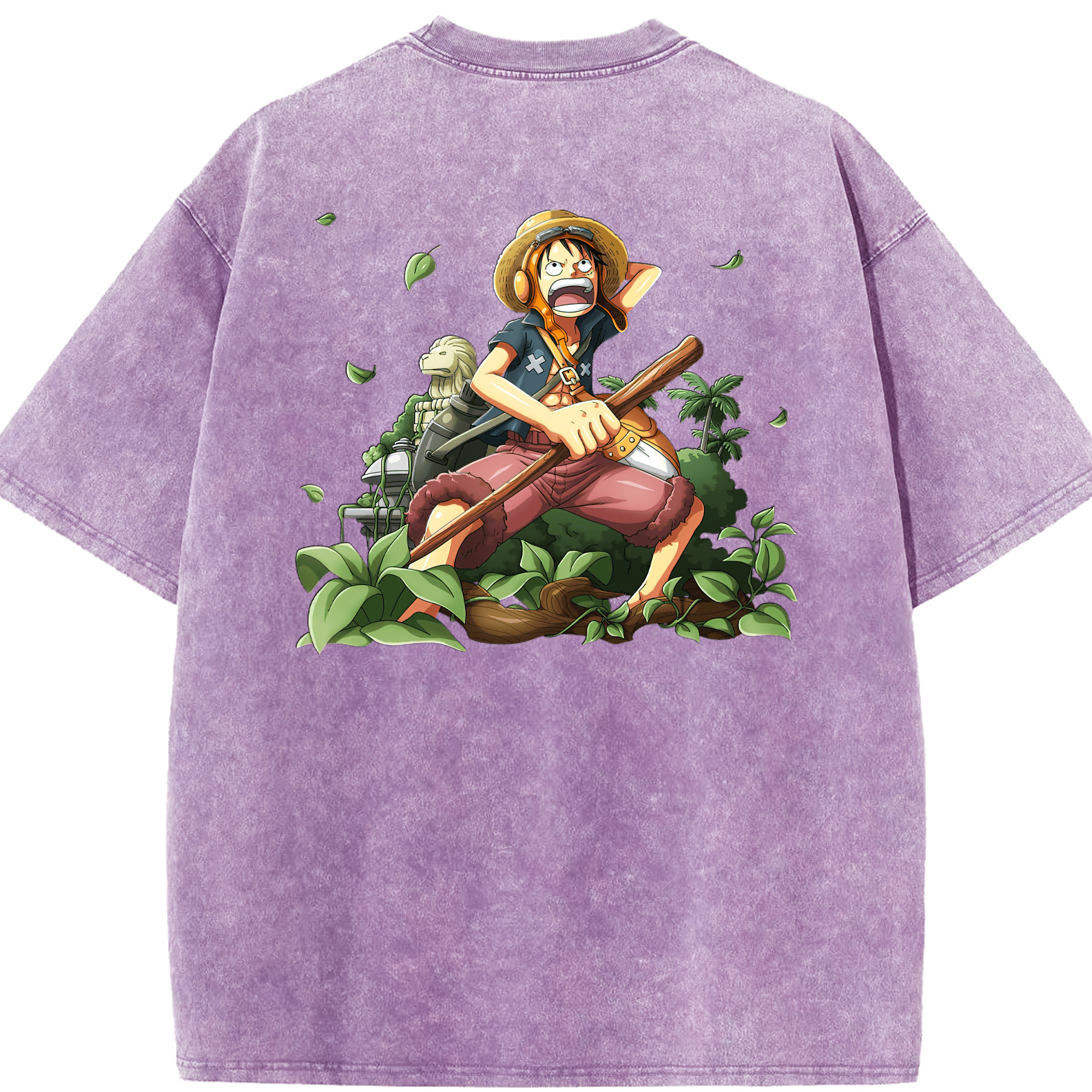 ワンピース モンキー・D・ルフィ ONE PIECE Monkey D. Luffy 綿100% ヴィンテージ風 半袖Tシャツ（背面プリント）