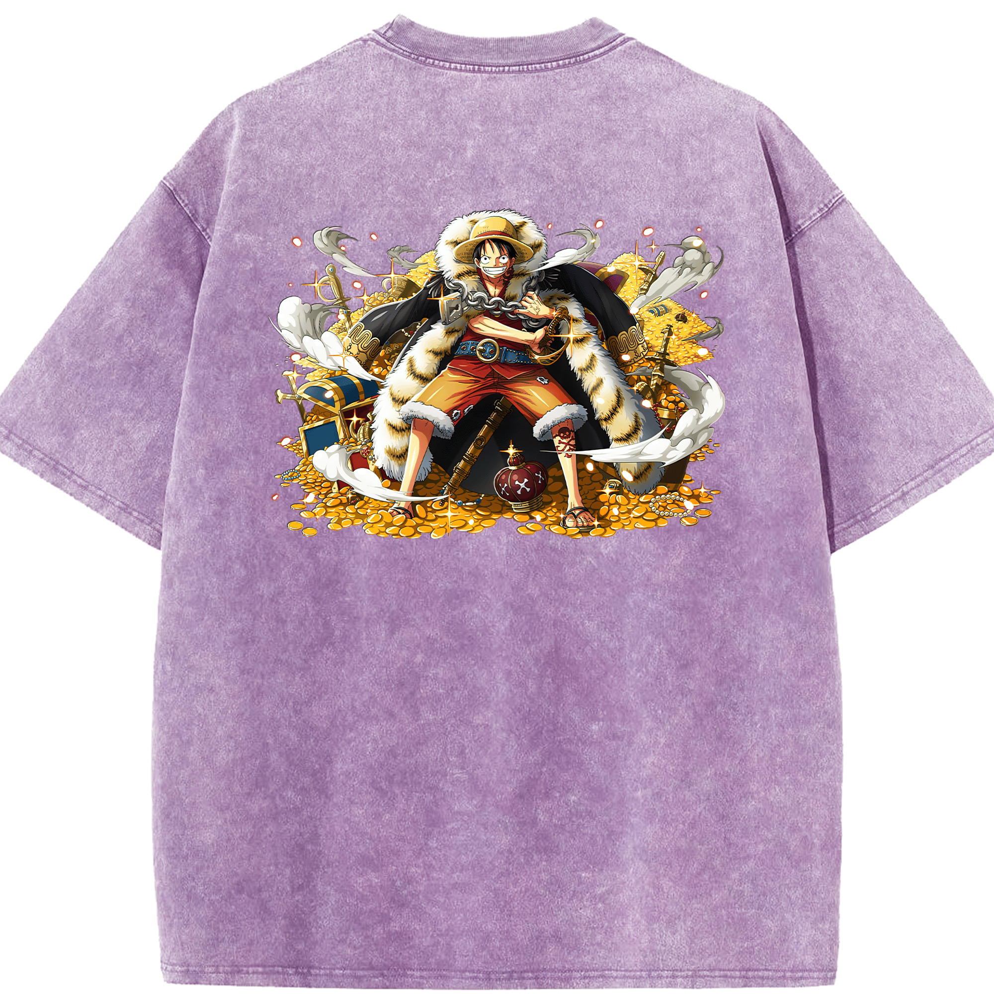 ワンピース モンキー・D・ルフィ ONE PIECE Monkey D. Luffy 綿100% ヴィンテージ風 半袖Tシャツ（背面プリント）