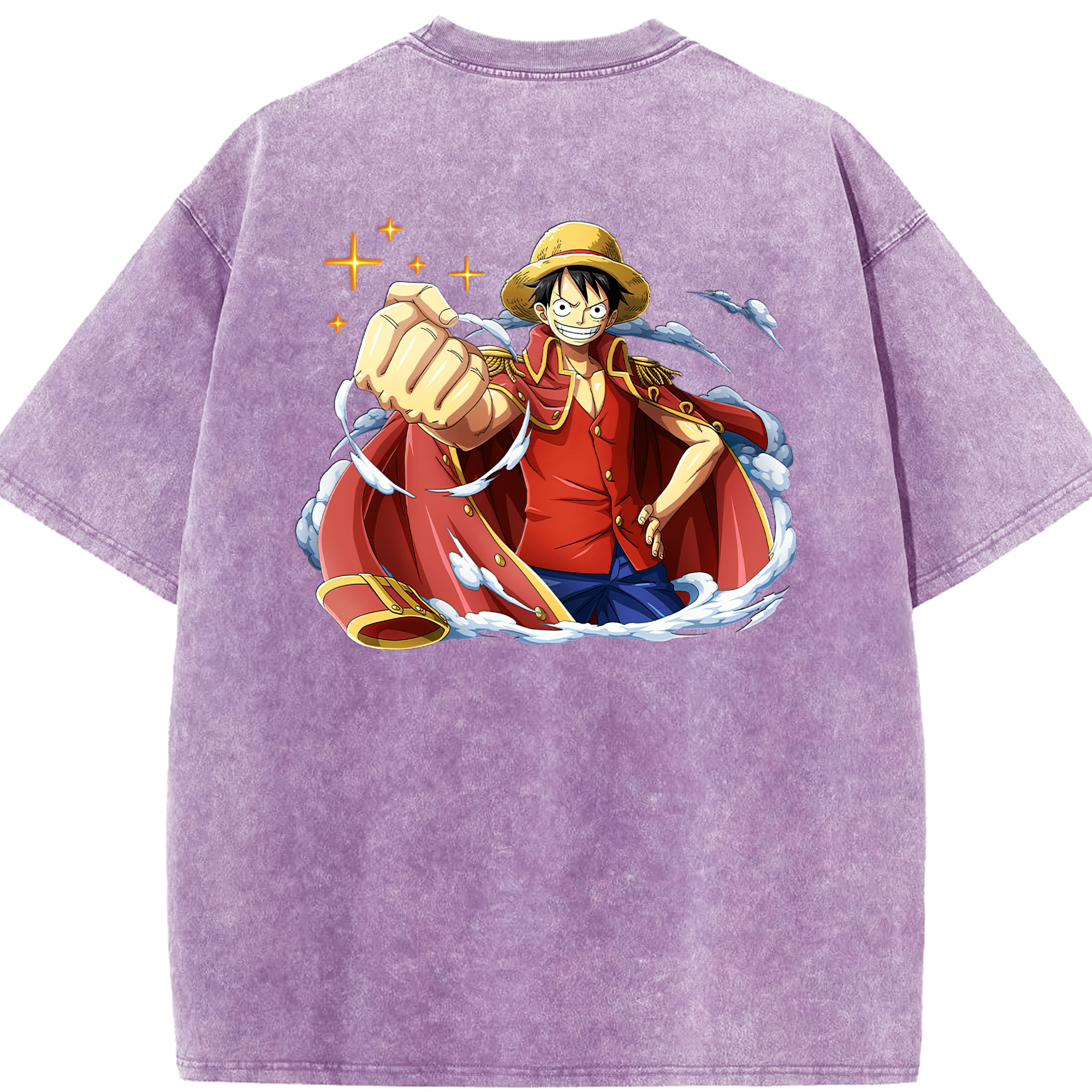 ワンピース モンキー・D・ルフィ ONE PIECE Monkey D. Luffy 綿100% ヴィンテージ風 半袖Tシャツ（背面プリント）