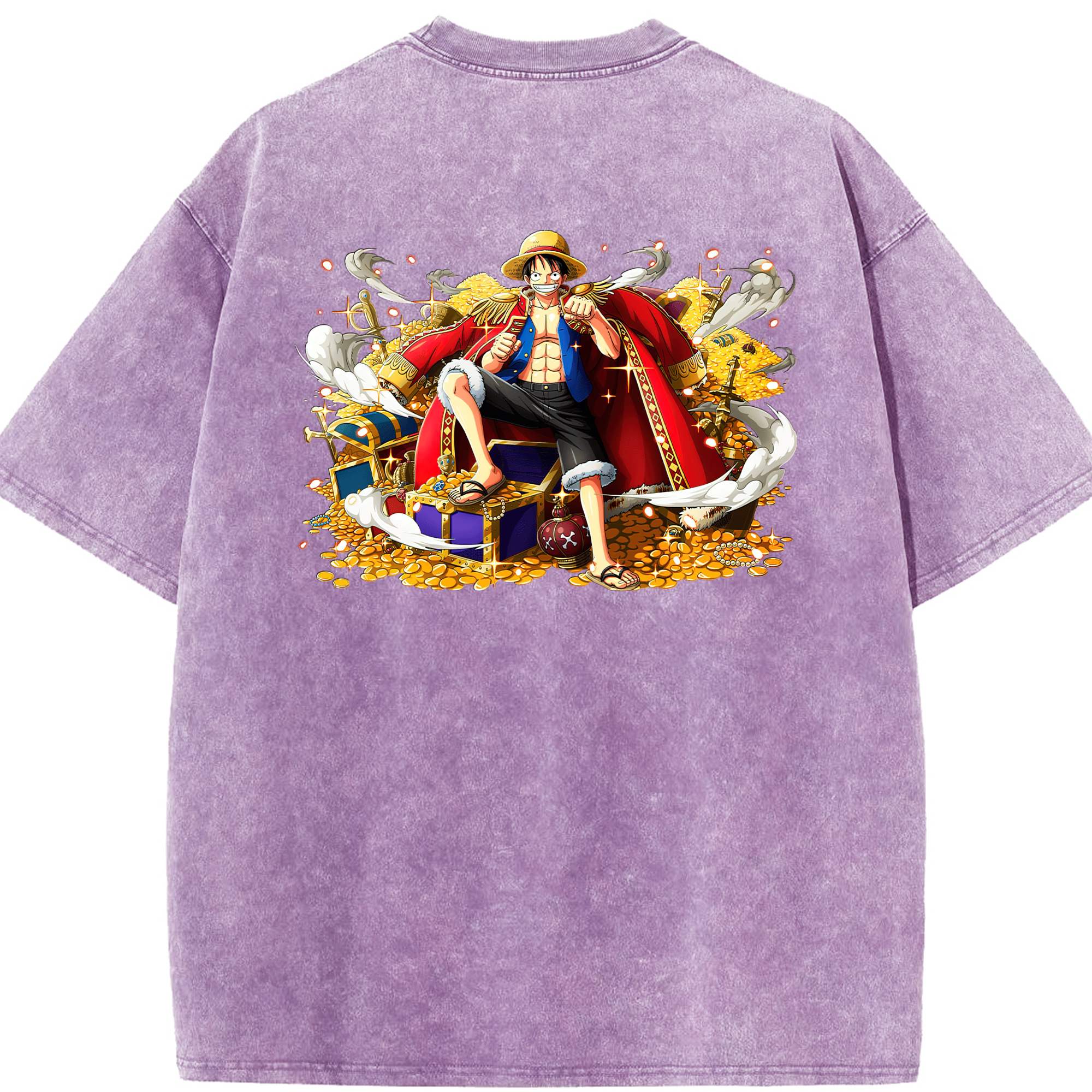 ワンピース モンキー・D・ルフィ ONE PIECE Monkey D. Luffy 綿100% ヴィンテージ風 半袖Tシャツ（背面プリント）