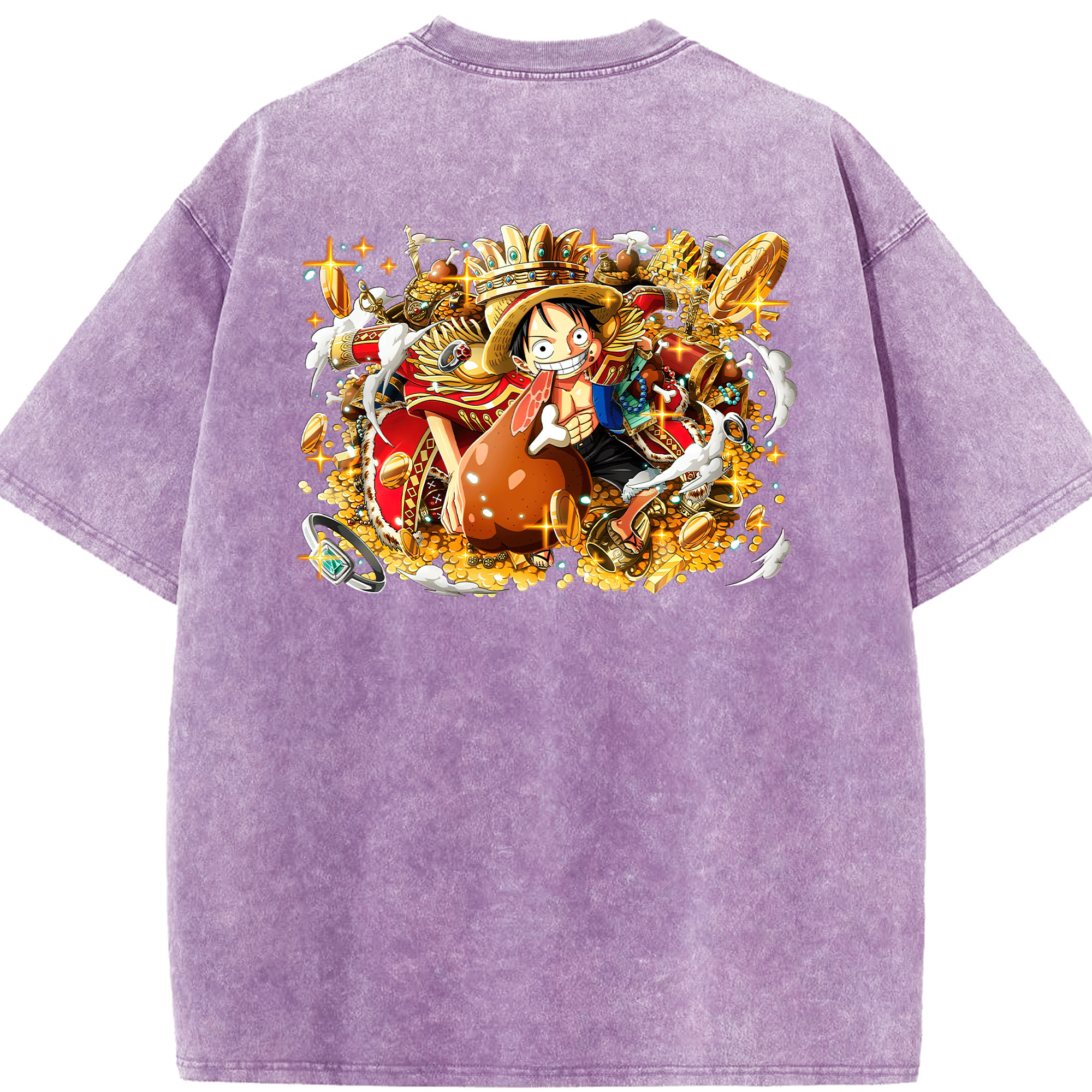ワンピース モンキー・D・ルフィ ONE PIECE Monkey D. Luffy 綿100% ヴィンテージ風 半袖Tシャツ（背面プリント）
