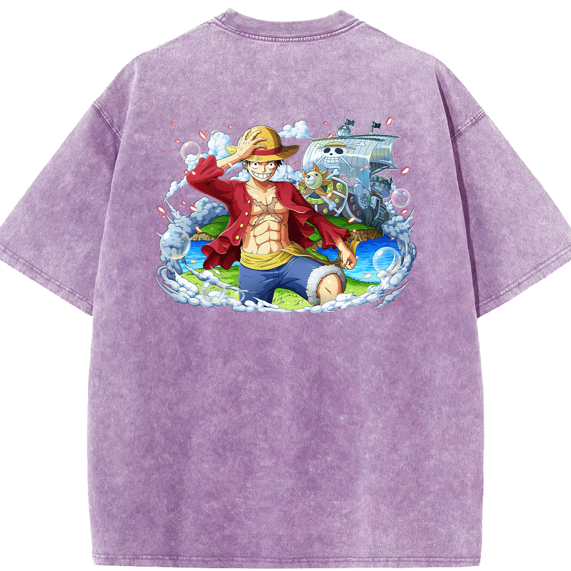 ワンピース モンキー・D・ルフィ ONE PIECE Monkey D. Luffy 綿100% ヴィンテージ風 半袖Tシャツ（背面プリント）