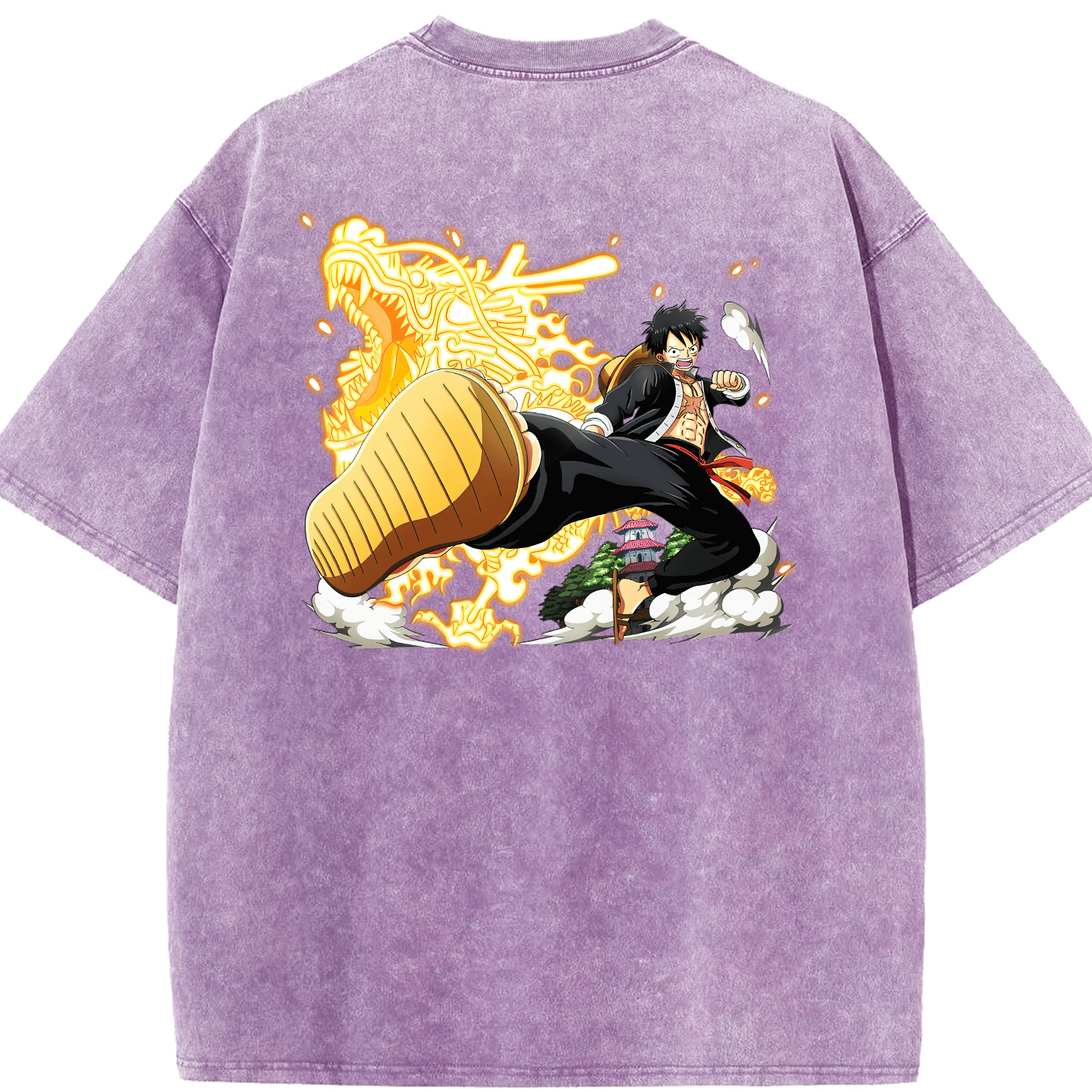 ワンピース モンキー・D・ルフィ ONE PIECE Monkey D. Luffy 綿100% ヴィンテージ風 半袖Tシャツ（背面プリント）