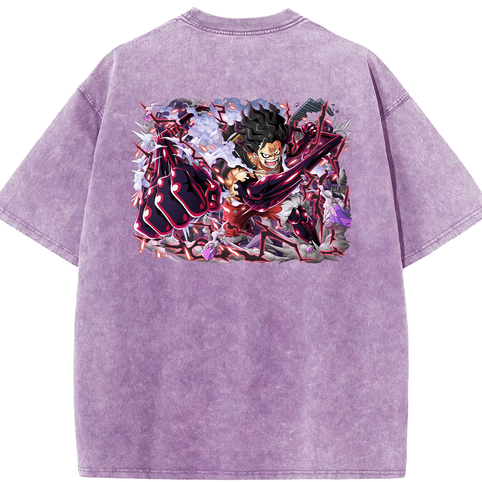 ワンピース モンキー・D・ルフィ ONE PIECE Monkey D. Luffy 綿100% ヴィンテージ風 半袖Tシャツ（背面プリント）