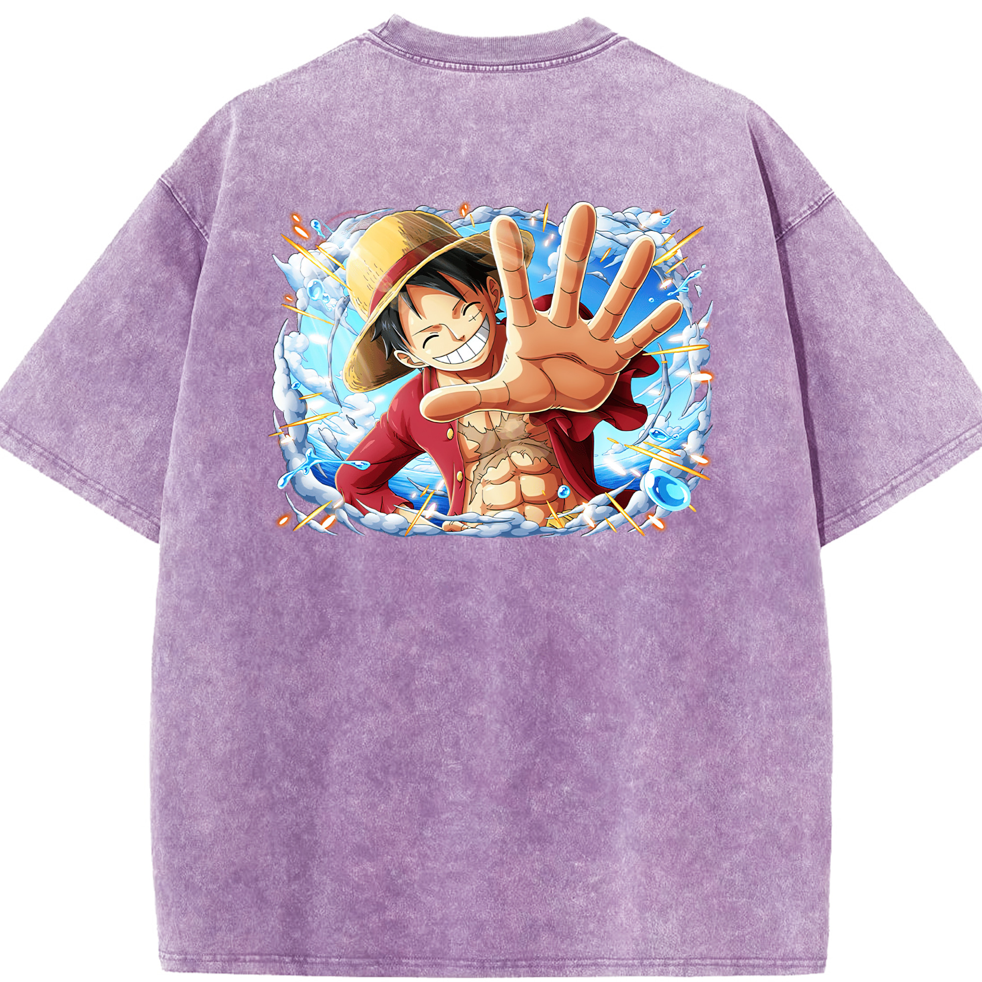 ワンピース モンキー・D・ルフィ ONE PIECE Monkey D. Luffy 綿100% ヴィンテージ風 半袖Tシャツ（背面プリント）