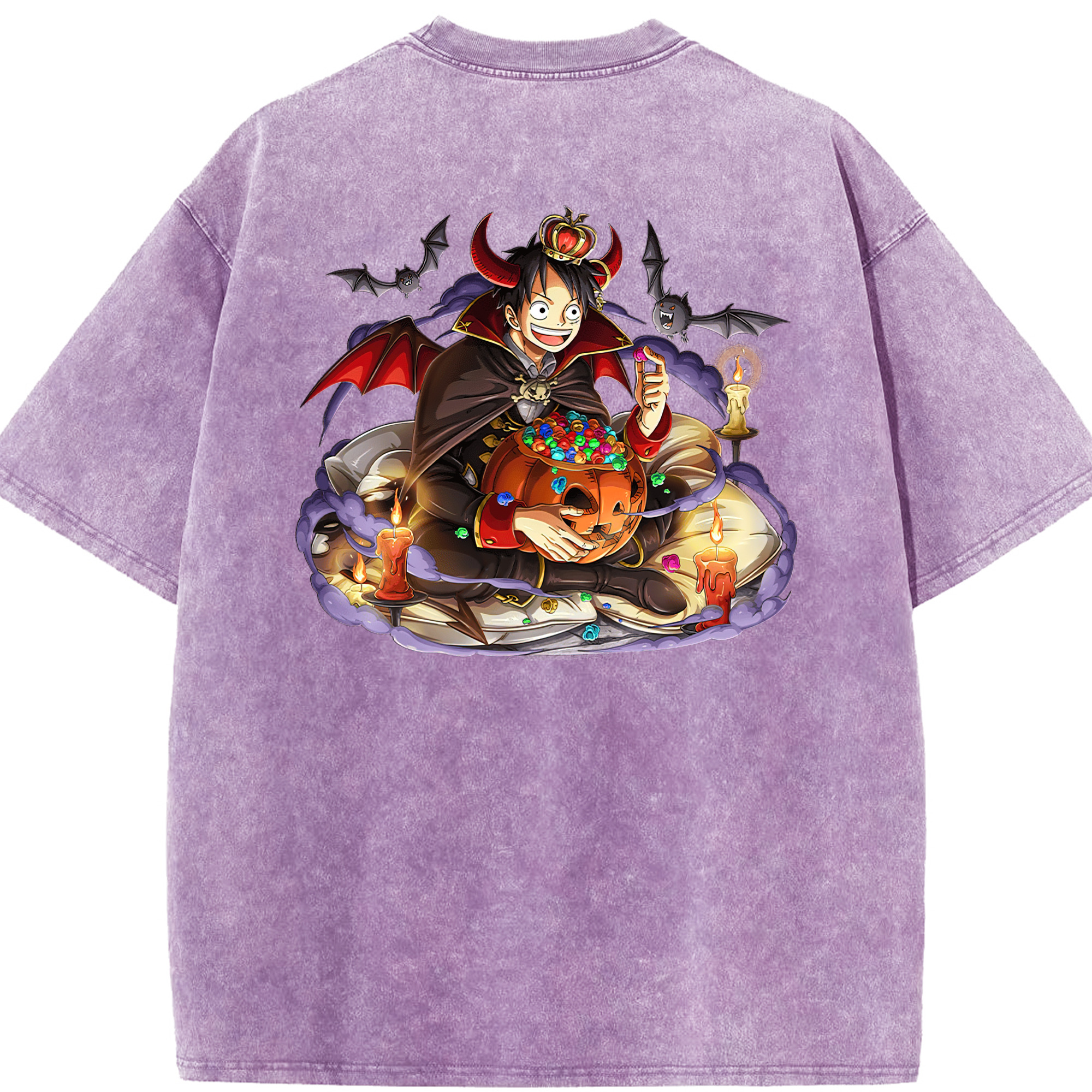 ワンピース モンキー・D・ルフィ ONE PIECE Monkey D. Luffy 綿100% ヴィンテージ風 半袖Tシャツ（背面プリント）