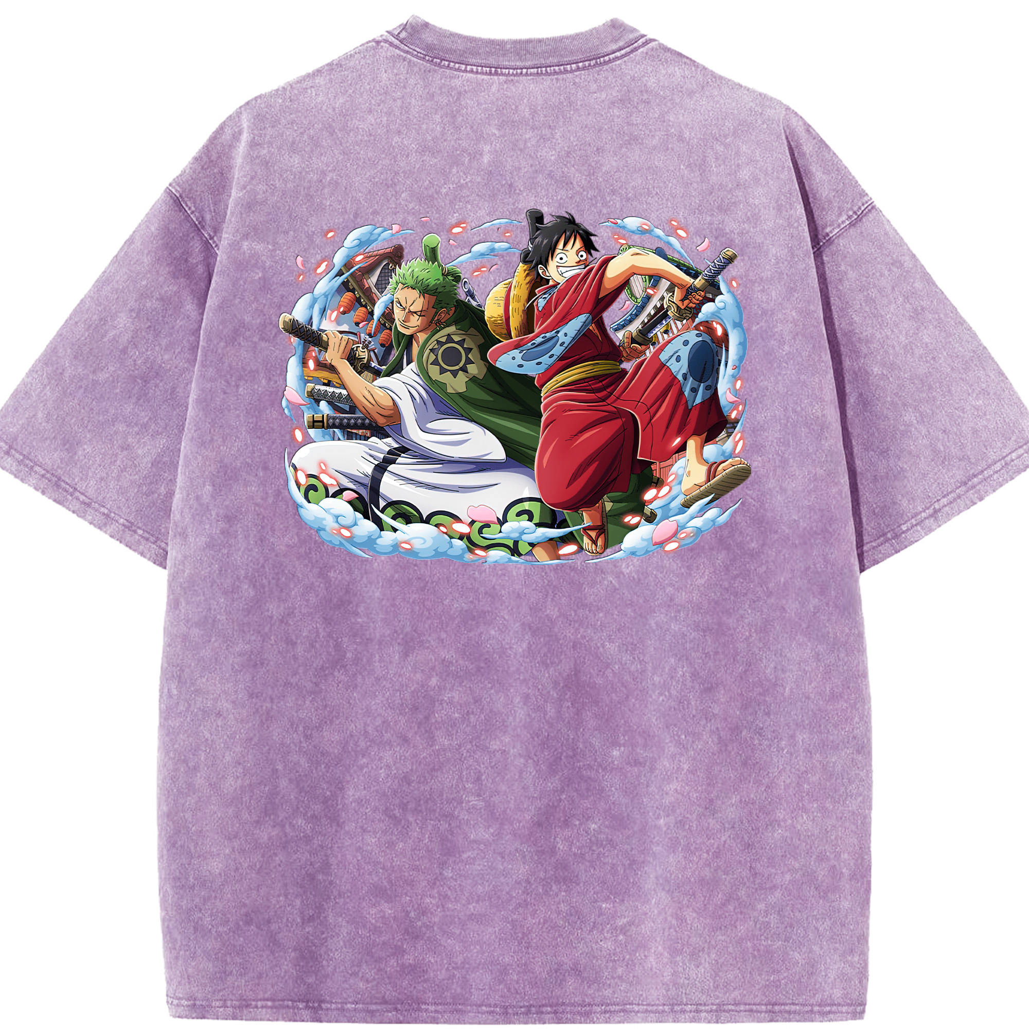 ワンピース モンキー・D・ルフィ ONE PIECE Monkey D. Luffy 綿100% ヴィンテージ風 半袖Tシャツ（背面プリント）