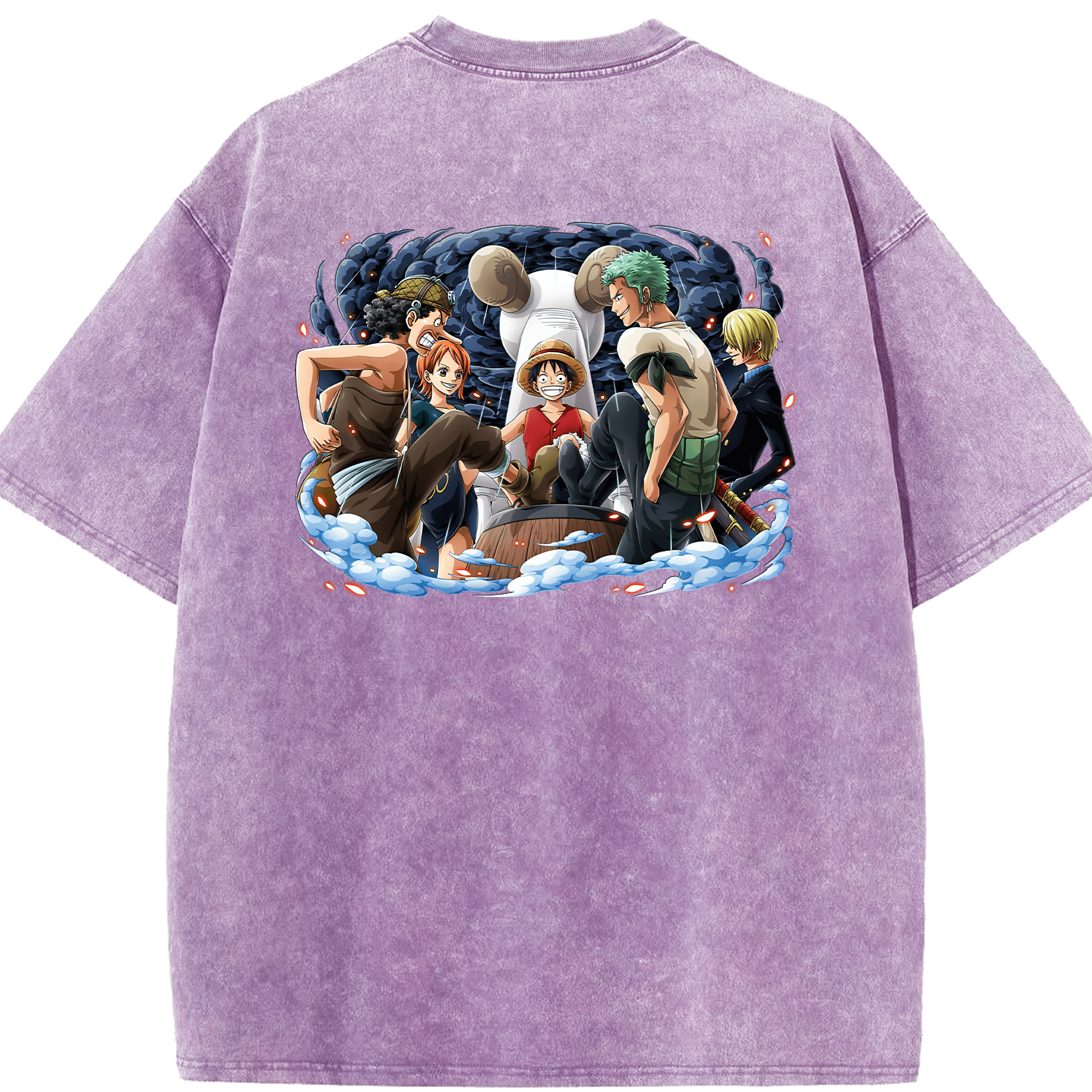 ワンピース モンキー・D・ルフィ ONE PIECE Monkey D. Luffy 綿100% ヴィンテージ風 半袖Tシャツ（背面プリント）