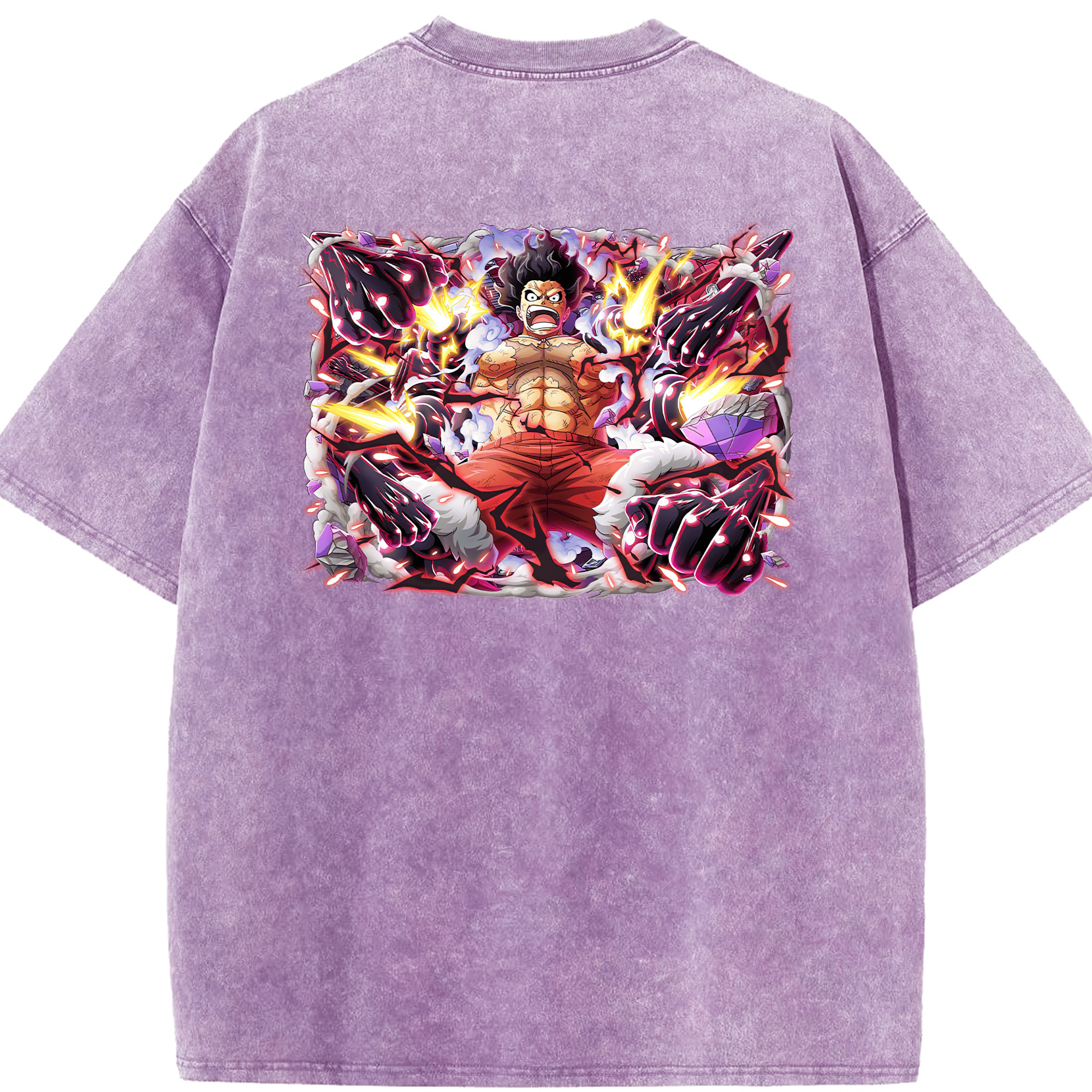 ワンピース モンキー・D・ルフィ ONE PIECE Monkey D. Luffy 綿100% ヴィンテージ風 半袖Tシャツ（背面プリント）