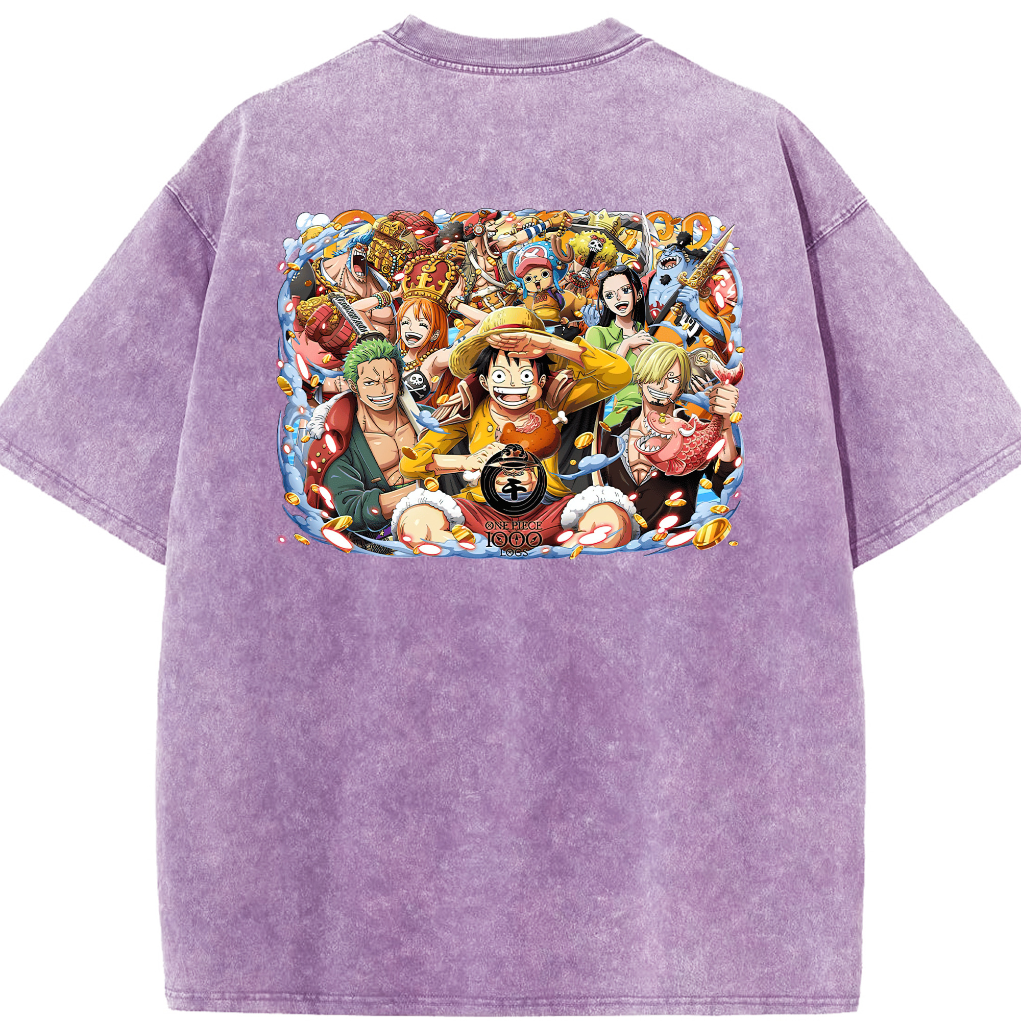 ワンピース モンキー・D・ルフィ ONE PIECE Monkey D. Luffy 綿100% ヴィンテージ風 半袖Tシャツ（背面プリント）