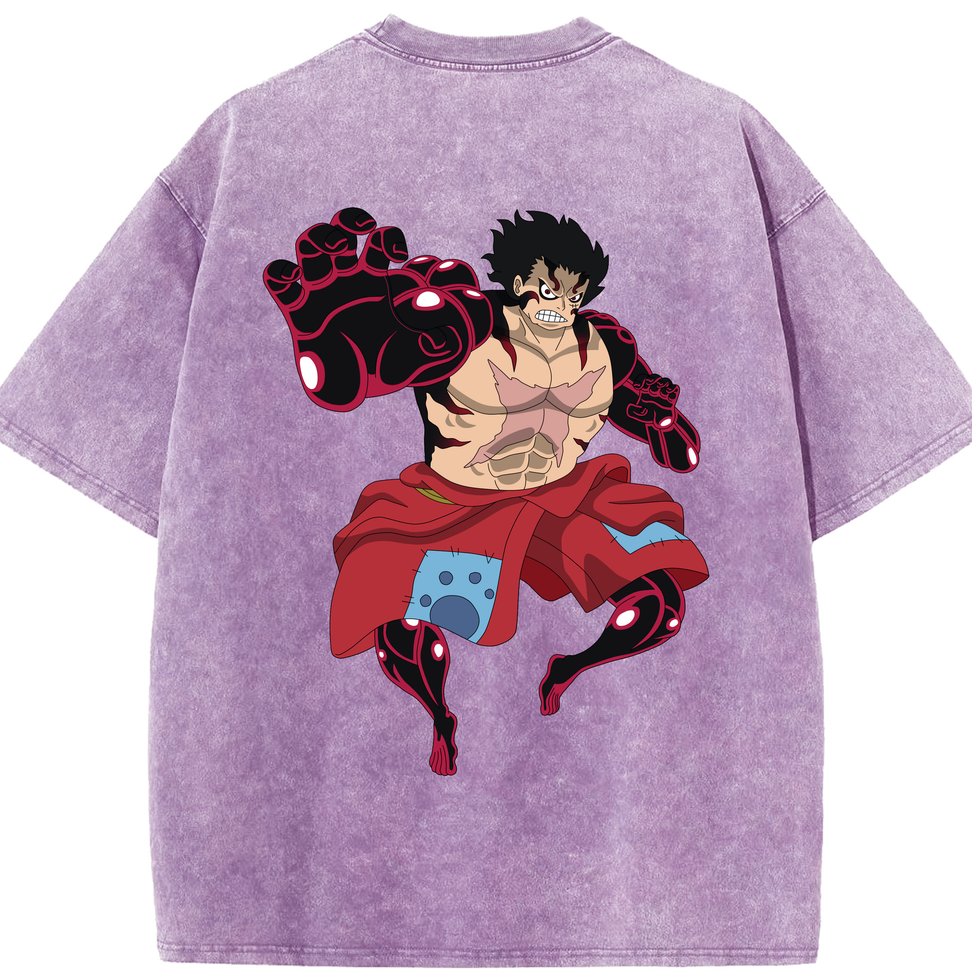 ワンピース モンキー・D・ルフィ ONE PIECE Monkey D. Luffy 綿100% ヴィンテージ風 半袖Tシャツ（背面プリント）
