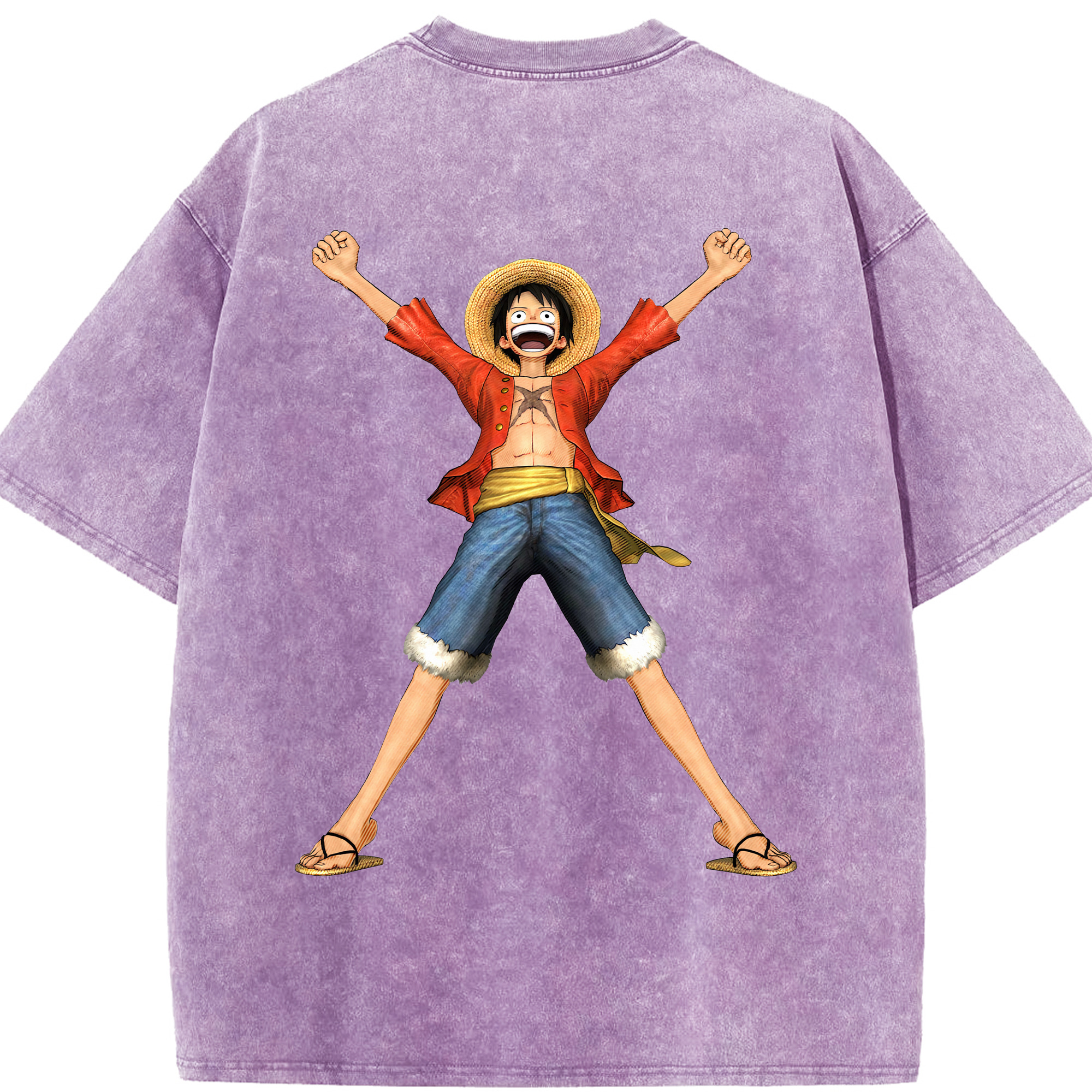 ワンピース モンキー・D・ルフィ ONE PIECE Monkey D. Luffy 綿100% ヴィンテージ風 半袖Tシャツ（背面プリント）