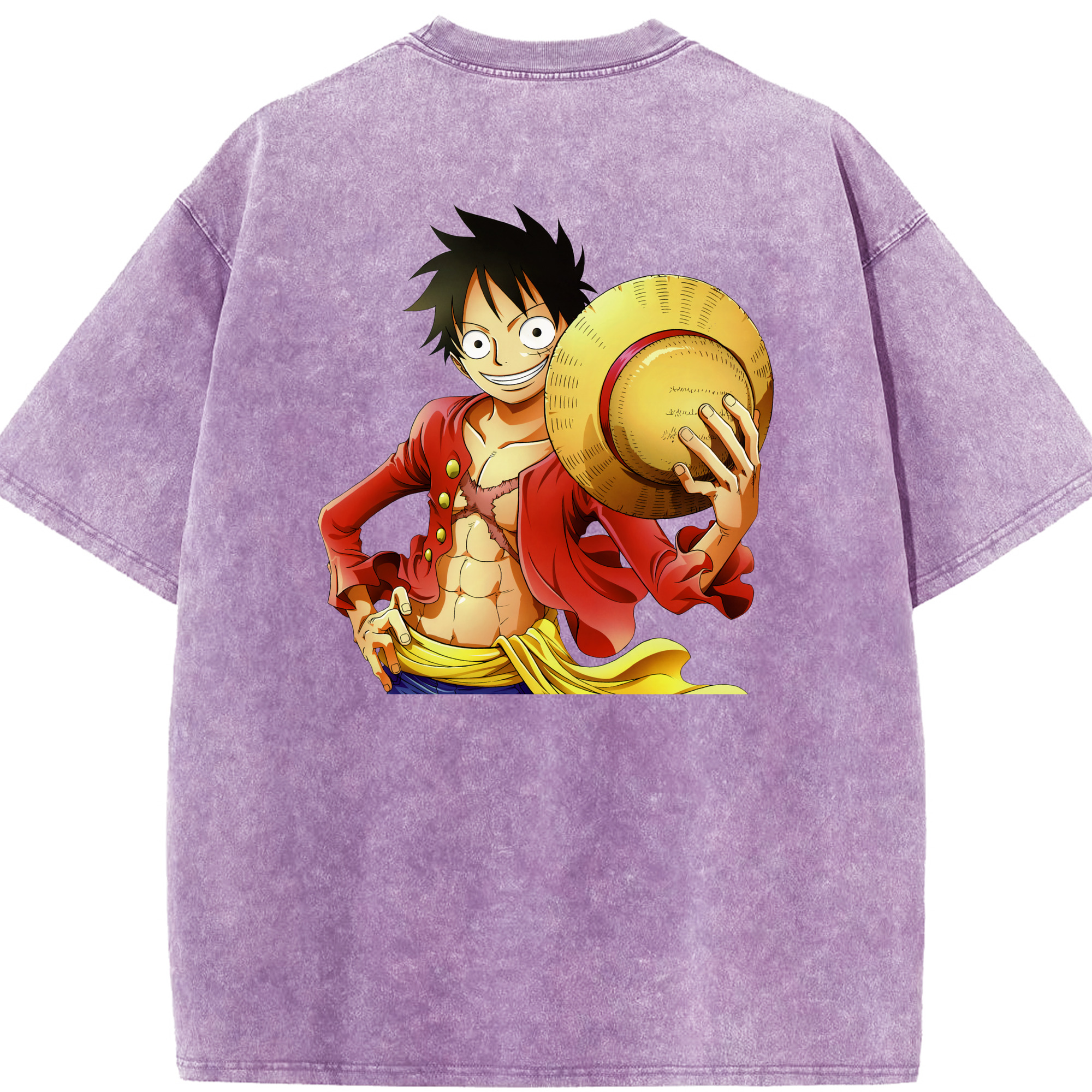 ワンピース モンキー・D・ルフィ ONE PIECE Monkey D. Luffy 綿100% ヴィンテージ風 半袖Tシャツ（背面プリント）