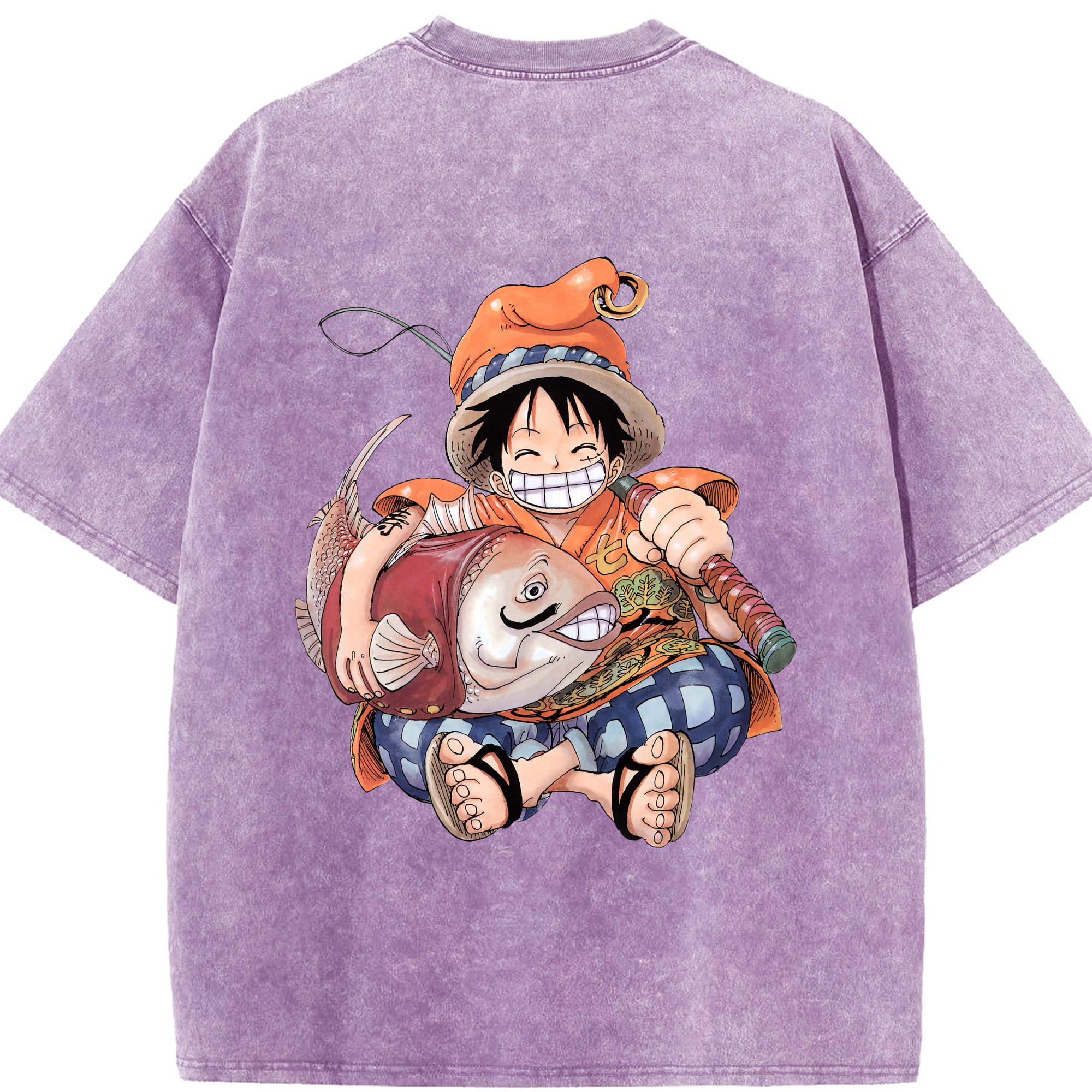 ワンピース モンキー・D・ルフィ ONE PIECE Monkey D. Luffy 綿100% ヴィンテージ風 半袖Tシャツ（背面プリント）