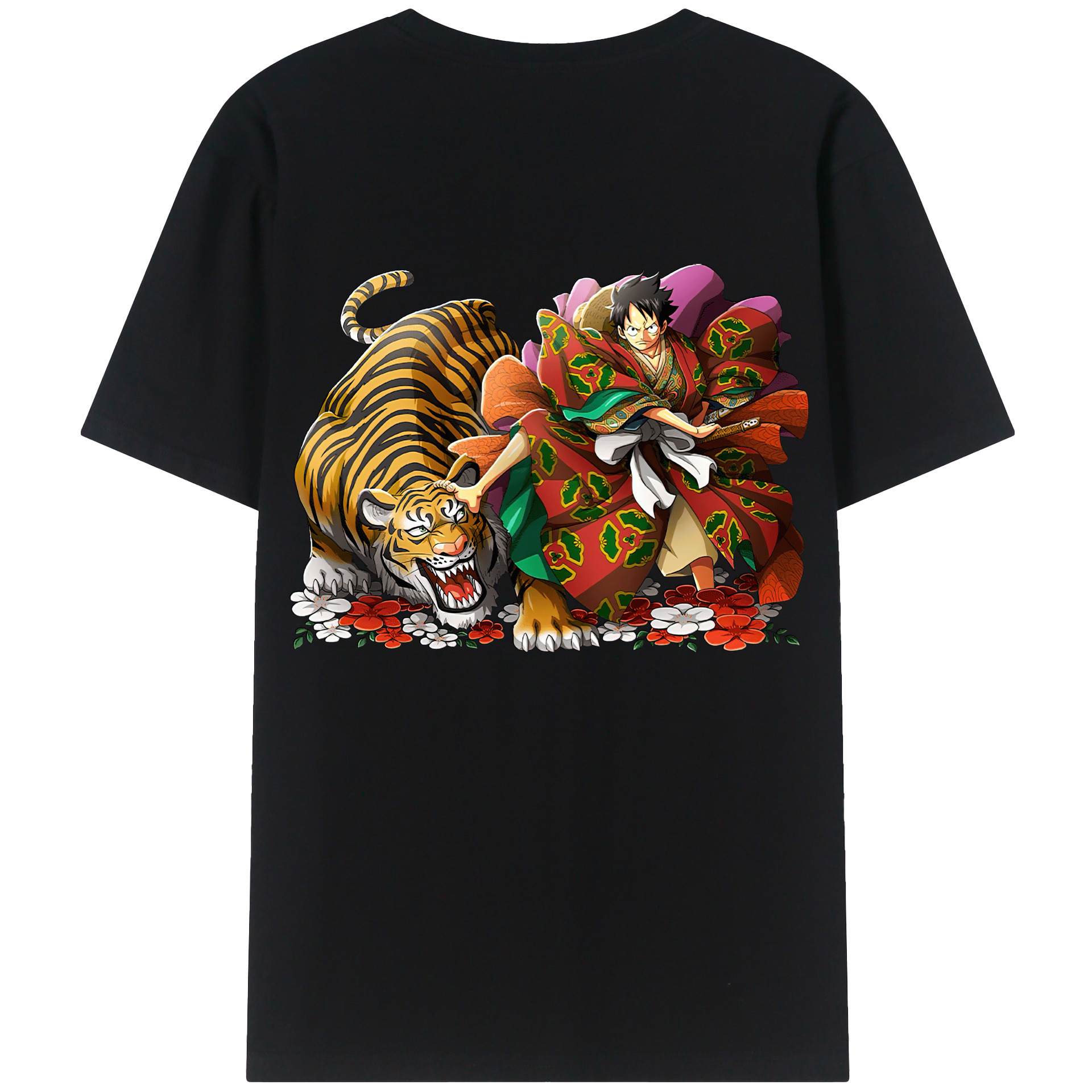 （画像用） ワンピース モンキー・D・ルフィ ONE PIECE Monkey D. Luffy 綿100％ メンズ半袖Tシャツ（バックプリント） 通気性