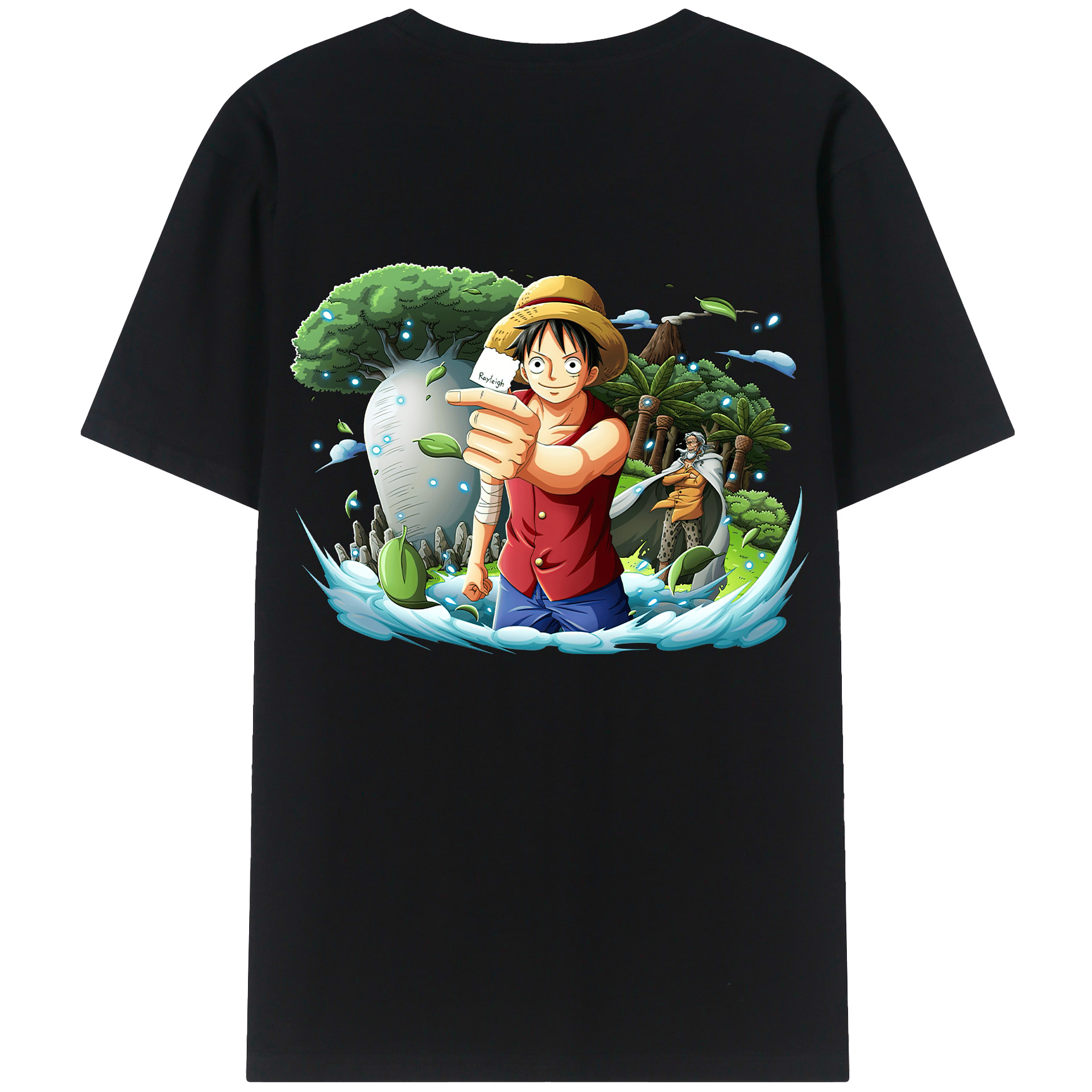 ワンピース モンキー・D・ルフィ ONE PIECE Monkey D. Luffy 綿100％ メンズ半袖Tシャツ（バックプリント） 通気性