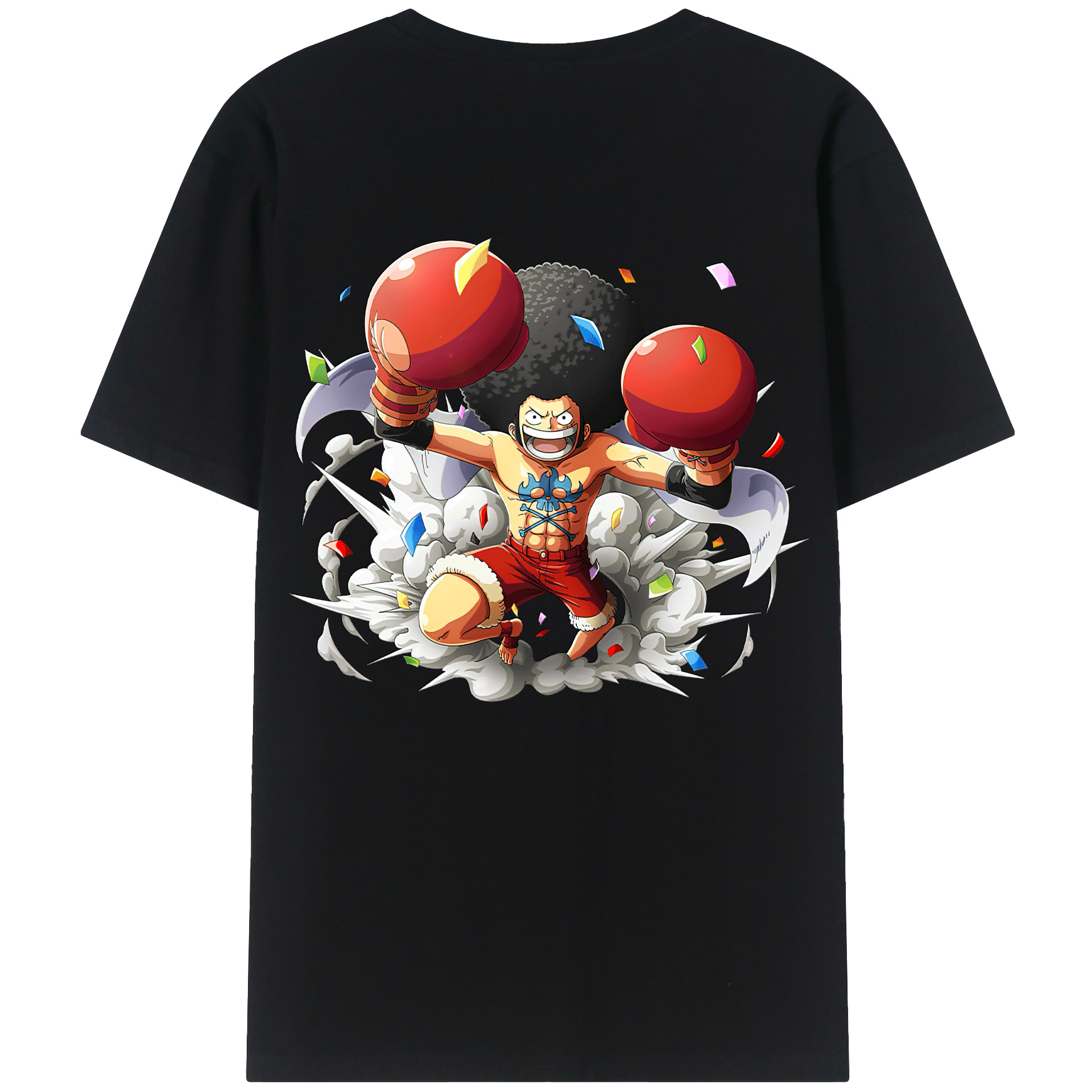 ワンピース モンキー・D・ルフィ ONE PIECE Monkey D. Luffy 綿100％ メンズ半袖Tシャツ（バックプリント） 通気性