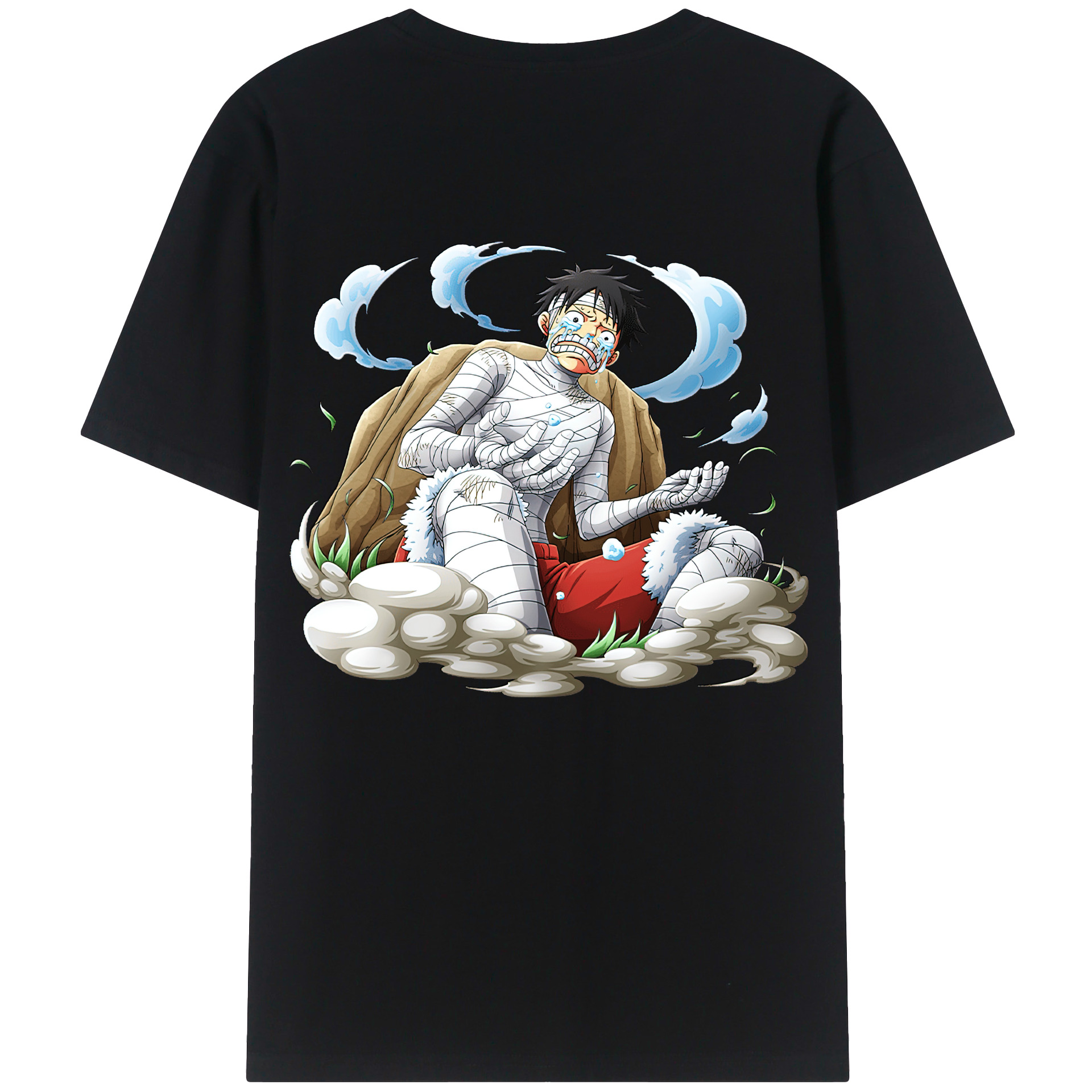 ワンピース モンキー・D・ルフィ ONE PIECE Monkey D. Luffy 綿100％ メンズ半袖Tシャツ（バックプリント） 通気性