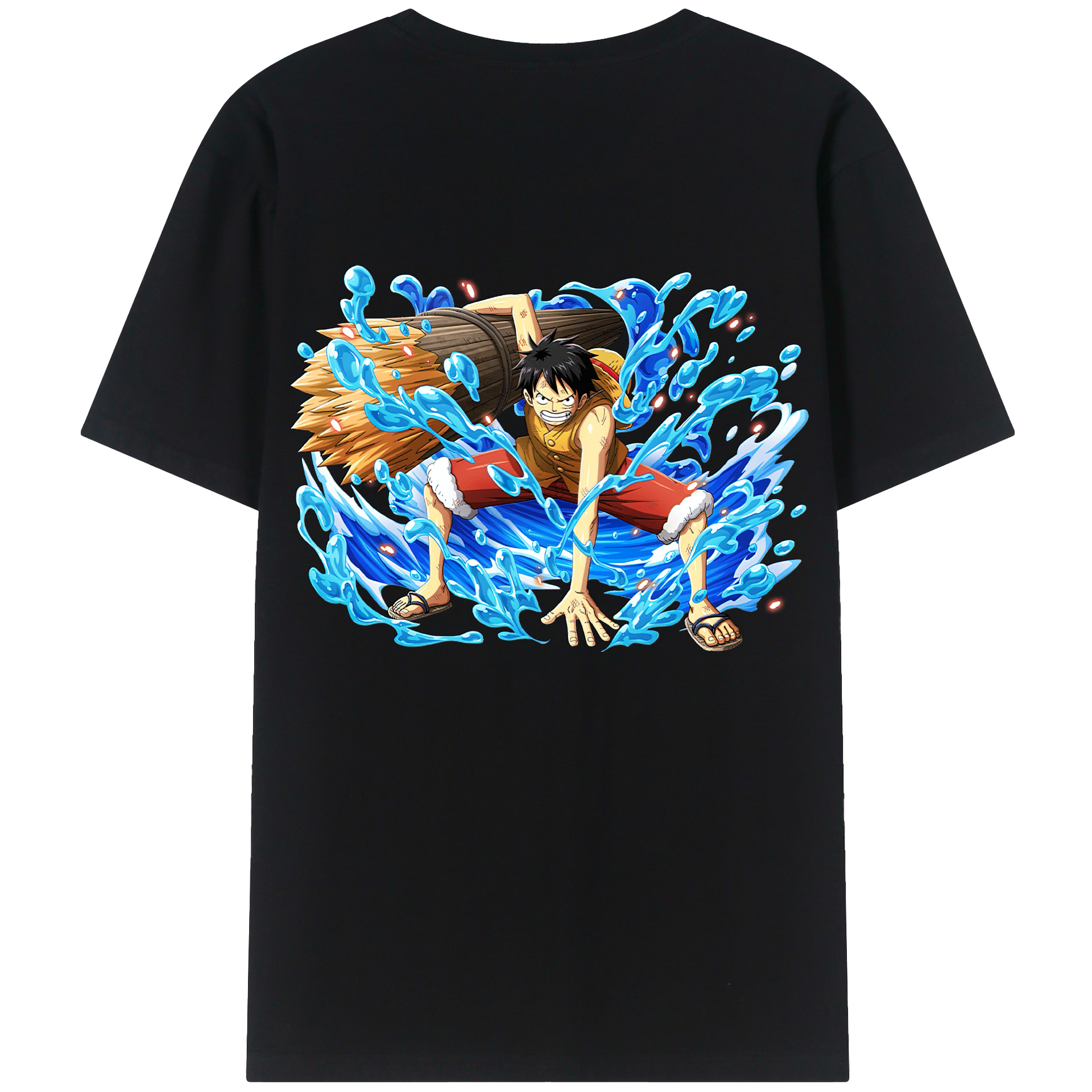 ワンピース モンキー・D・ルフィ ONE PIECE Monkey D. Luffy 綿100％ メンズ半袖Tシャツ（バックプリント） 通気性