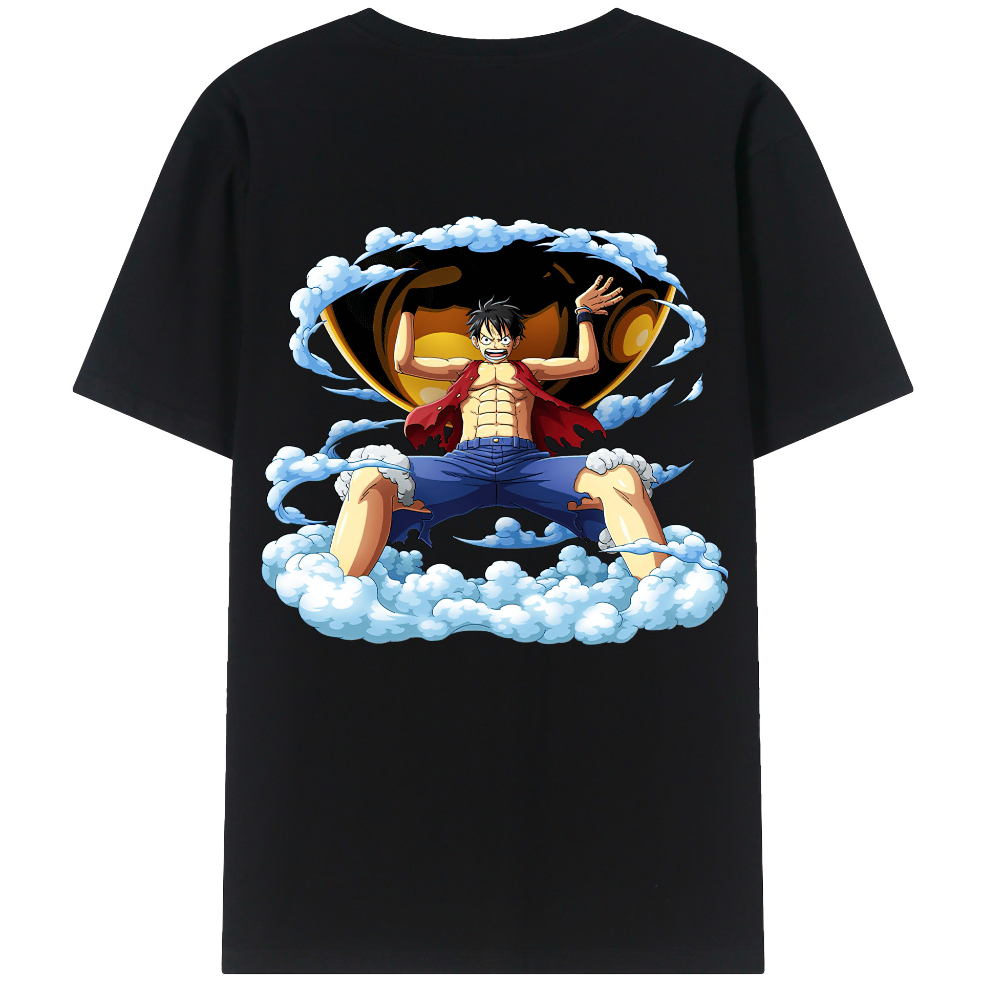 ワンピース モンキー・D・ルフィ ONE PIECE Monkey D. Luffy 綿100％ メンズ半袖Tシャツ（バックプリント） 通気性