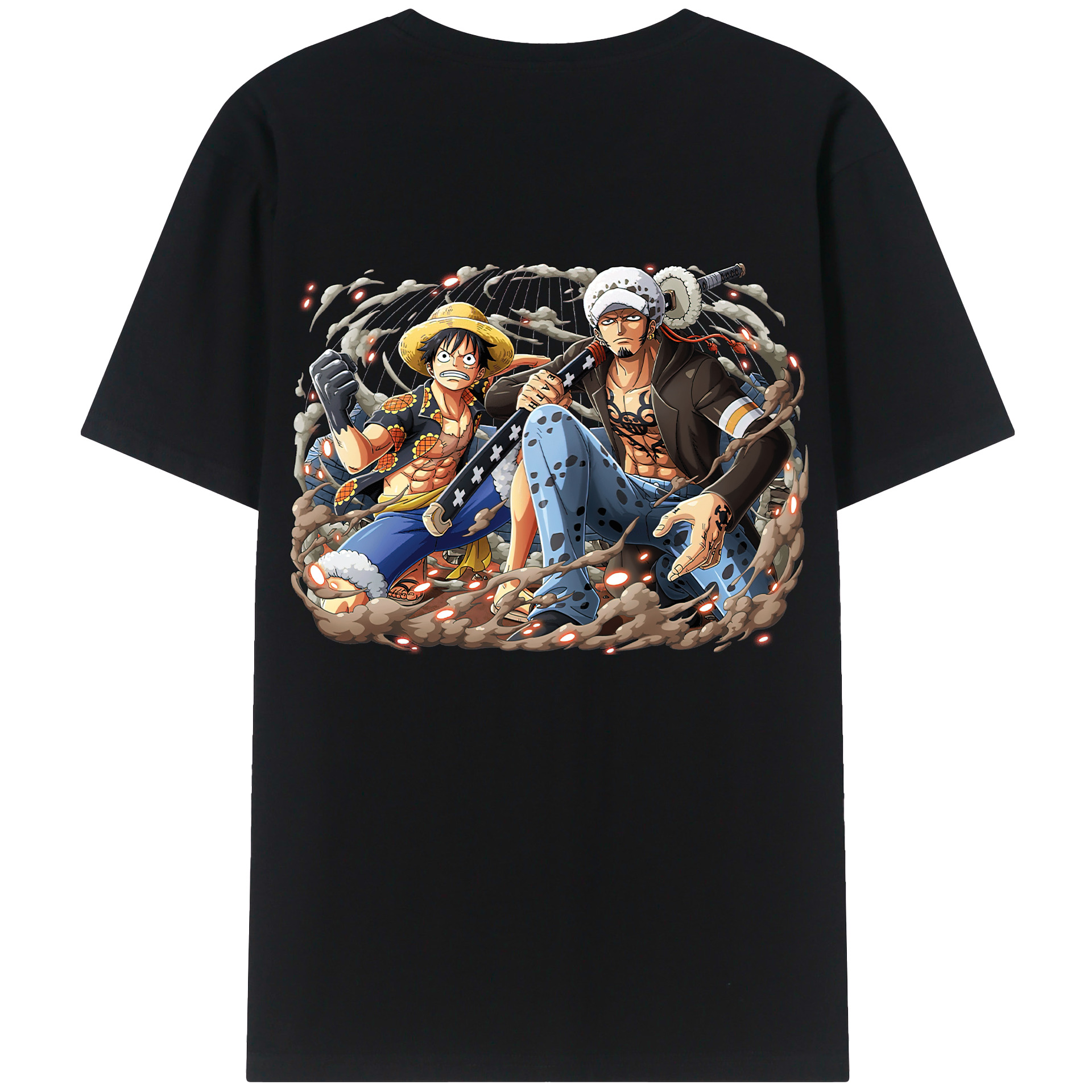 ワンピース モンキー・D・ルフィ ONE PIECE Monkey D. Luffy 綿100％ メンズ半袖Tシャツ（バックプリント） 通気性