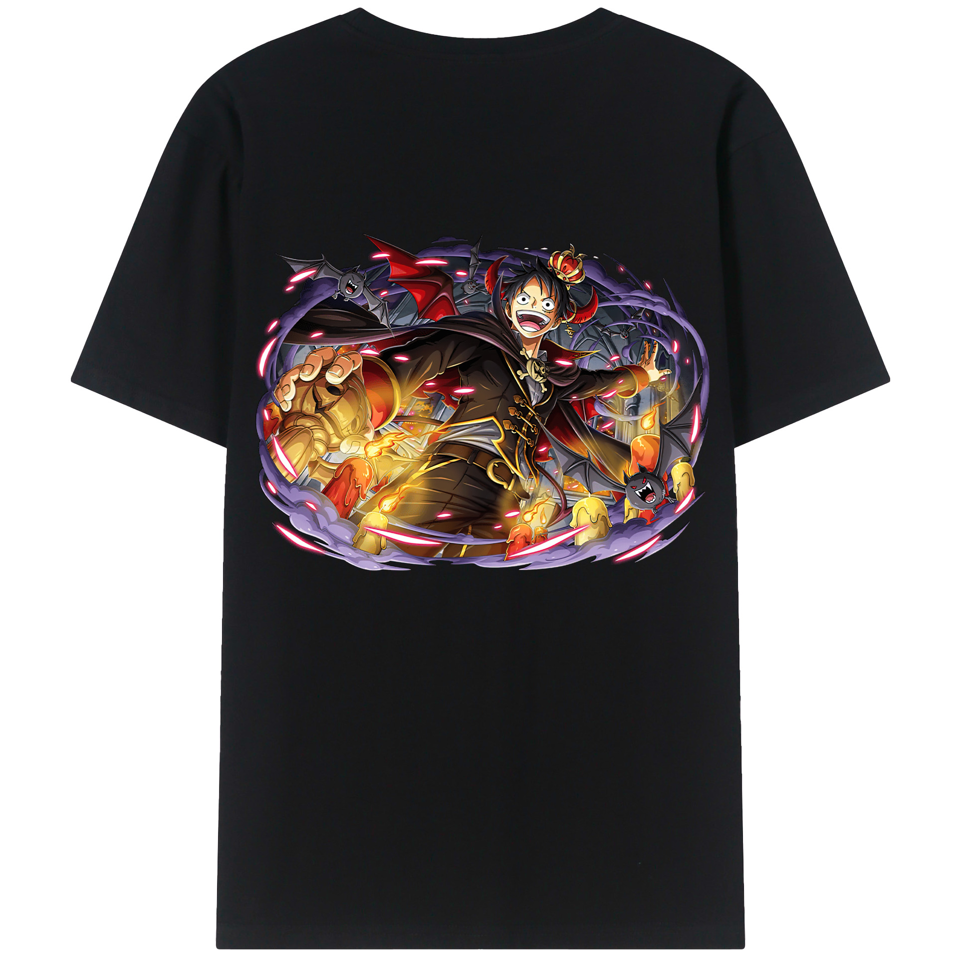 ワンピース モンキー・D・ルフィ ONE PIECE Monkey D. Luffy 綿100％ メンズ半袖Tシャツ（バックプリント） 通気性