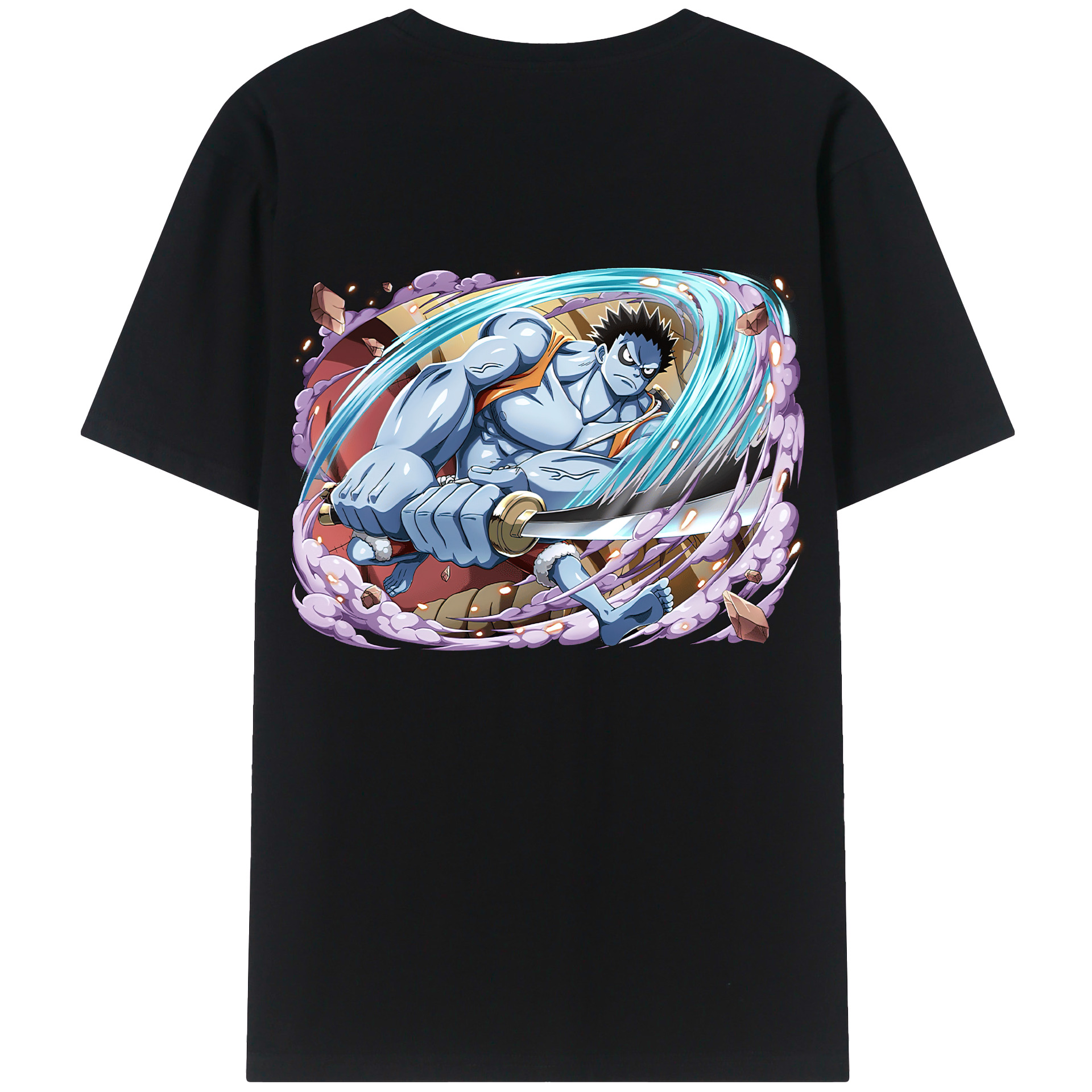 ワンピース モンキー・D・ルフィ ONE PIECE Monkey D. Luffy 綿100％ メンズ半袖Tシャツ（バックプリント） 通気性